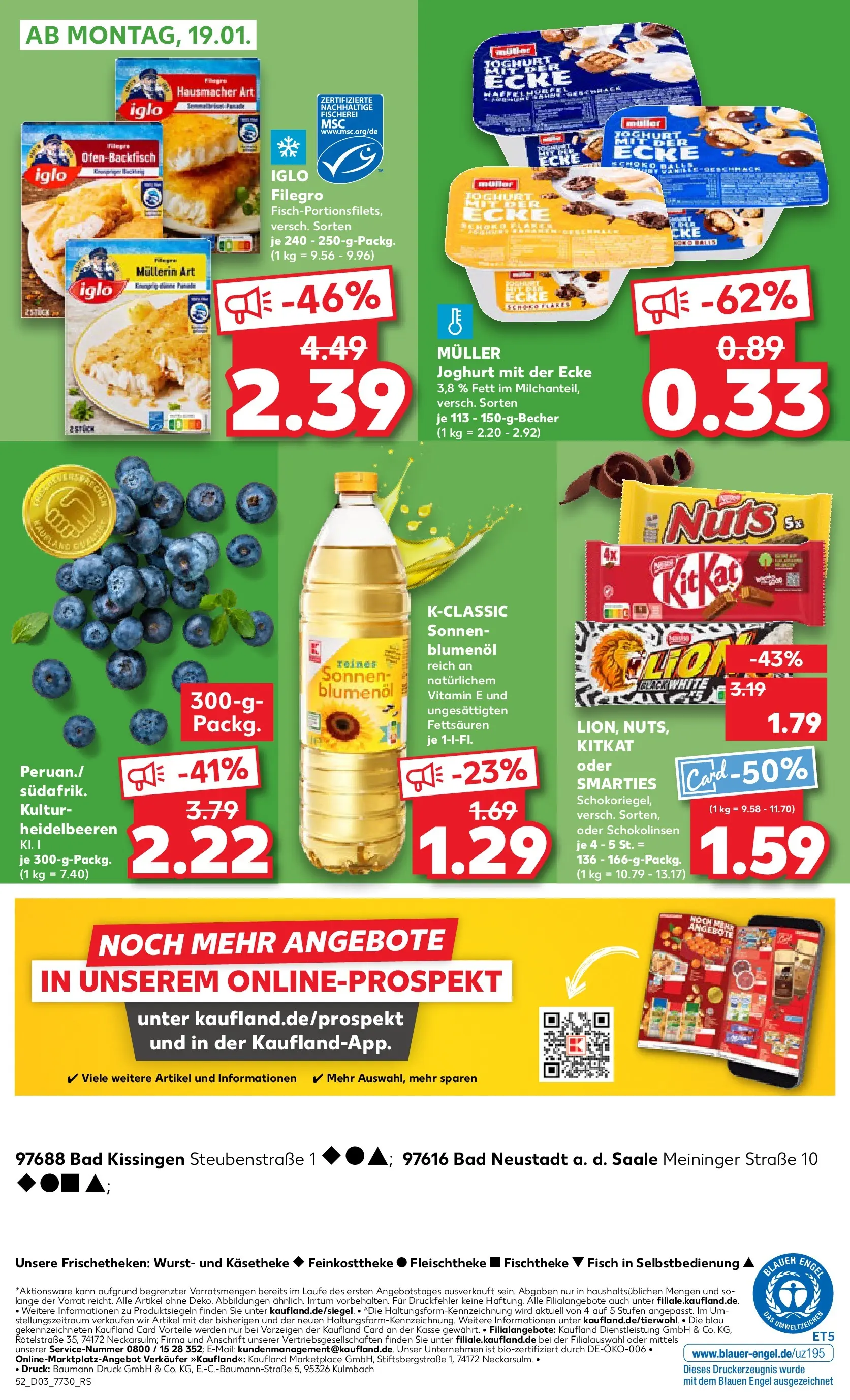 Prospekt Kaufland ab 15.01.2026 » Angebote Online zum Blättern | Seite: 52 | Produkte: Iglo, Heidelbeeren, Fisch, Wurst