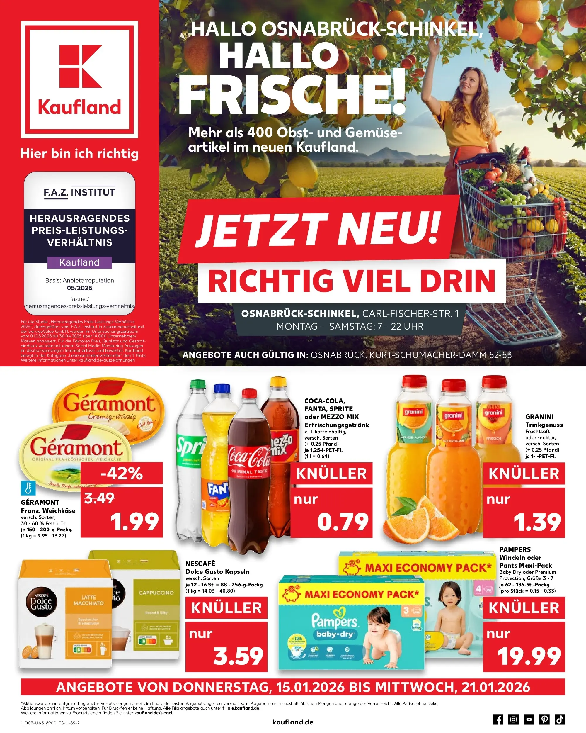 Prospekt Kaufland ab 15.01.2026 » Angebote Online zum Blättern | Seite: 1 | Produkte: Mezzo mix, Coca cola, Oder mezzo mix, Uhr