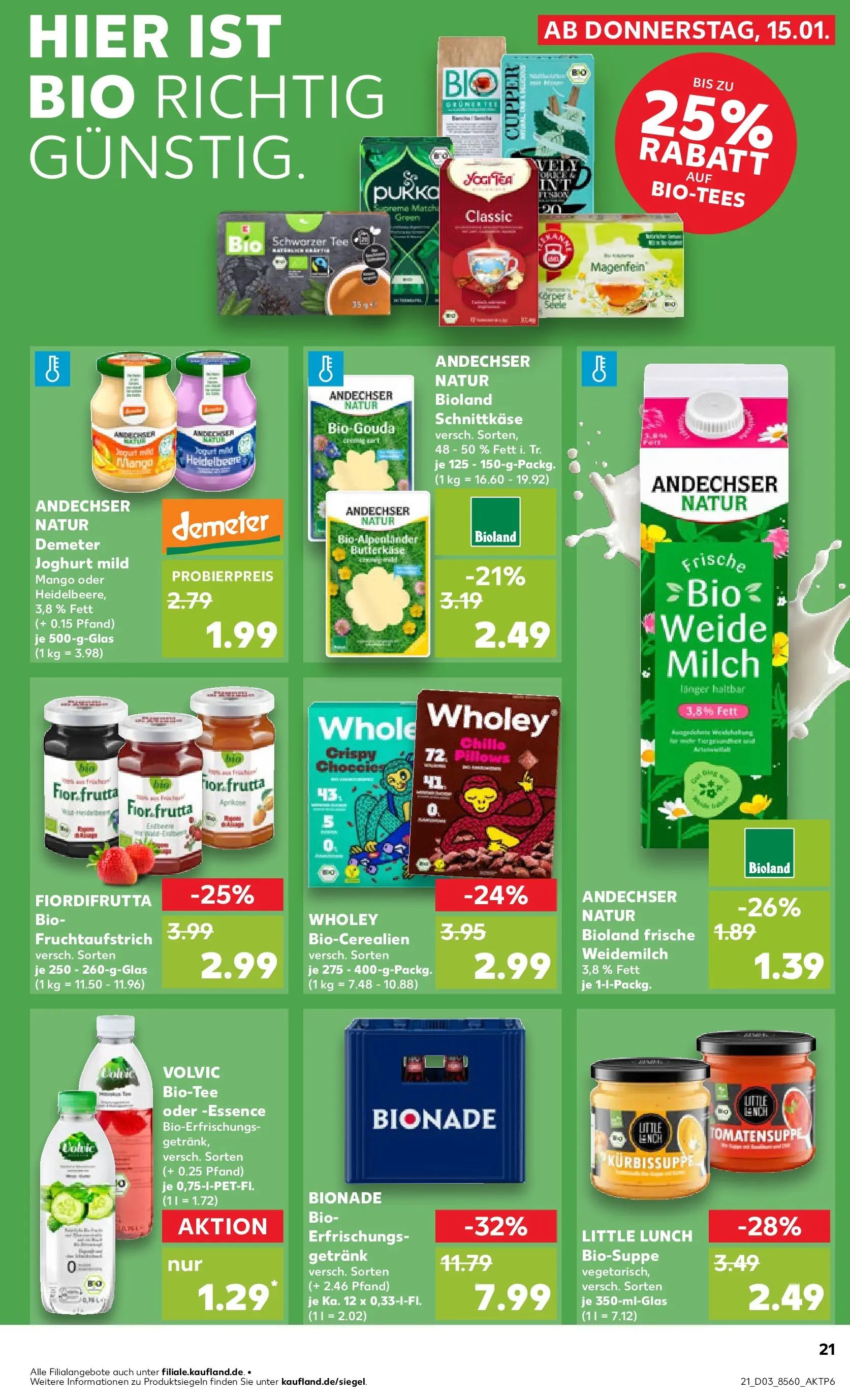 Prospekt Kaufland ab 15.01.2026 » Angebote Online zum Blättern | Seite: 21 | Produkte: Milch, Bionade, Mango, Volvic