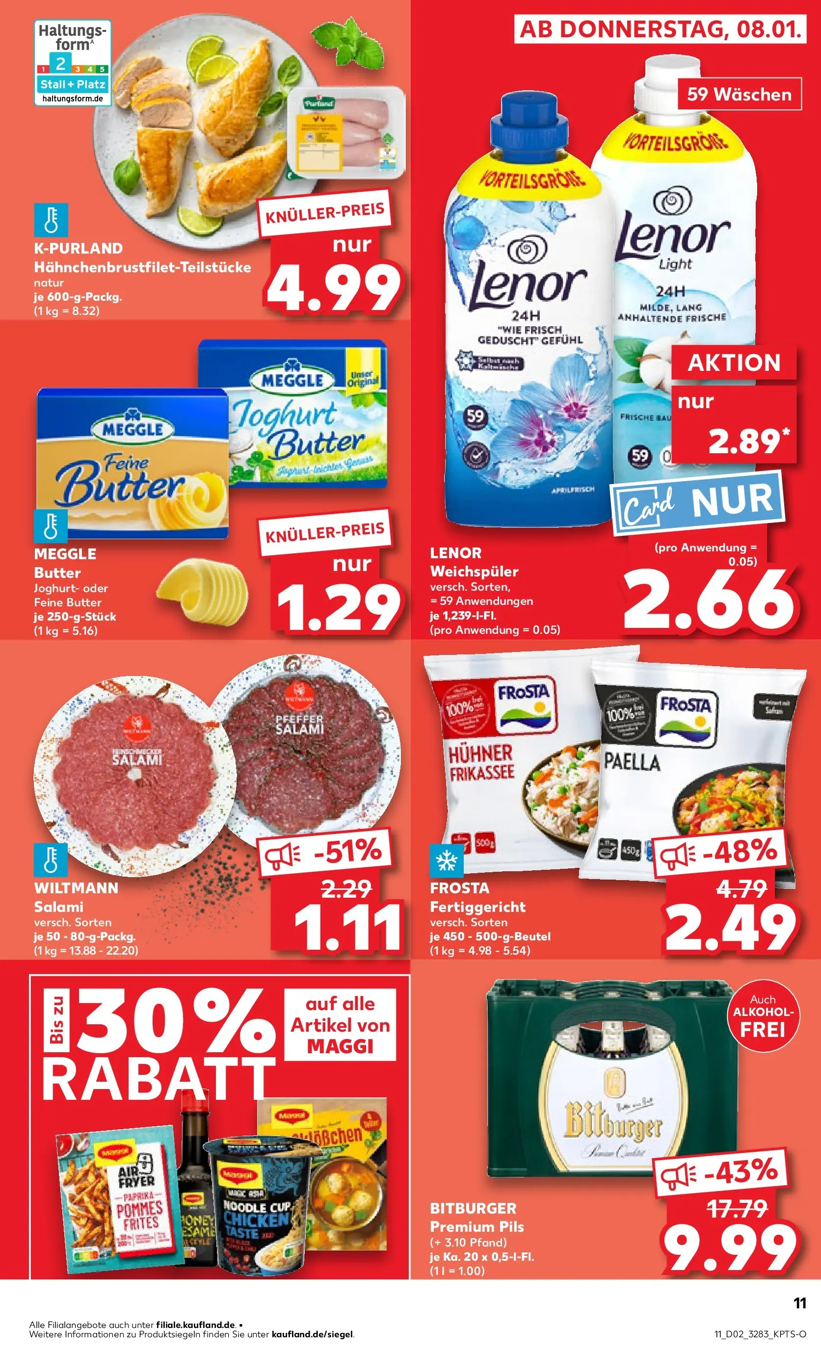 Prospekt Kaufland ab 11.01.2026 » Angebote Online zum Blättern | Seite: 11 | Produkte: Bitburger, Pils, Weichspüler, Salami