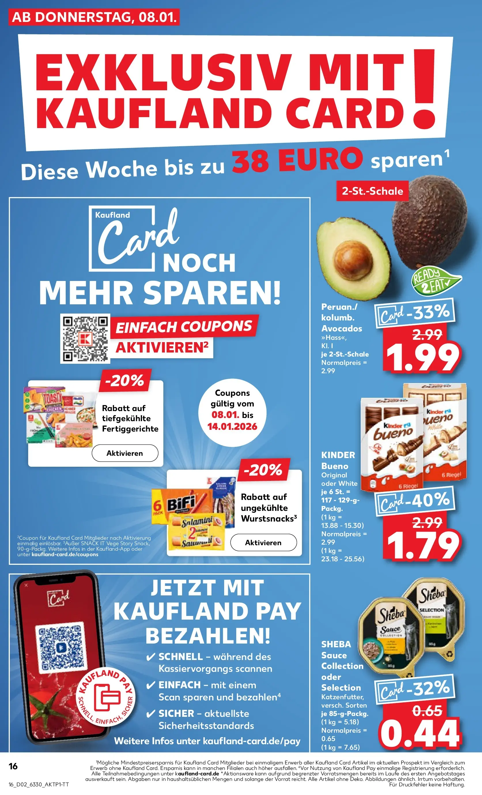 Prospekt Kaufland ab 11.01.2026 » Angebote Online zum Blättern | Seite: 16 | Produkte: Sheba, Kinder bueno, Fertiggerichte, Salami