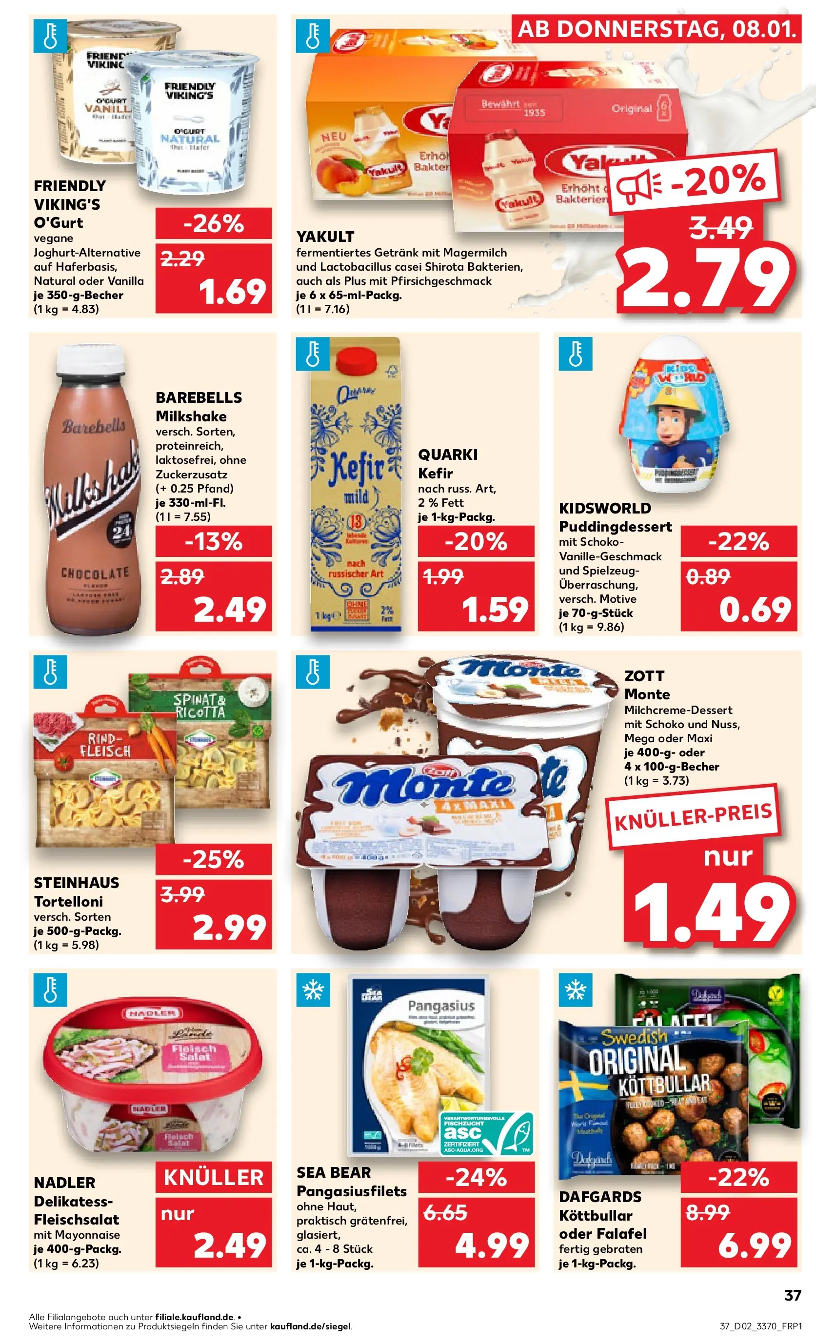 Prospekt Kaufland ab 11.01.2026 » Angebote Online zum Blättern | Seite: 37 | Produkte: Kefir, Pudding, Mayonnaise, Fleisch