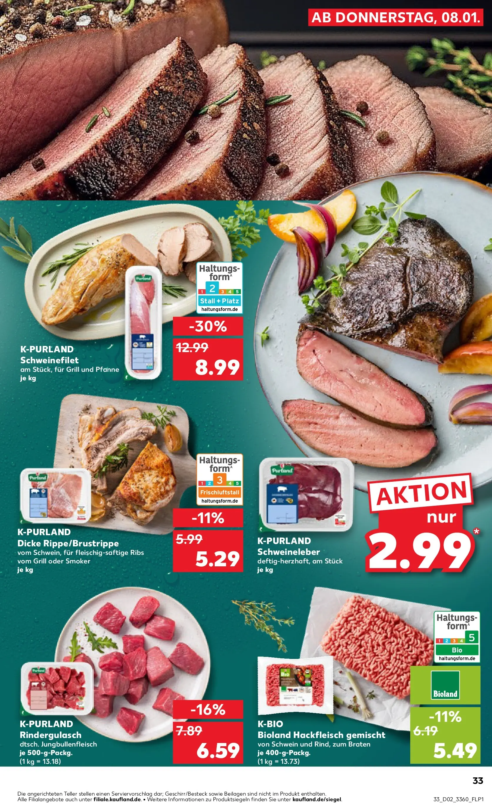 Prospekt Kaufland ab 11.01.2026 » Angebote Online zum Blättern | Seite: 33 | Produkte: Grill, Rindergulasch, Schweinefilet, Hackfleisch