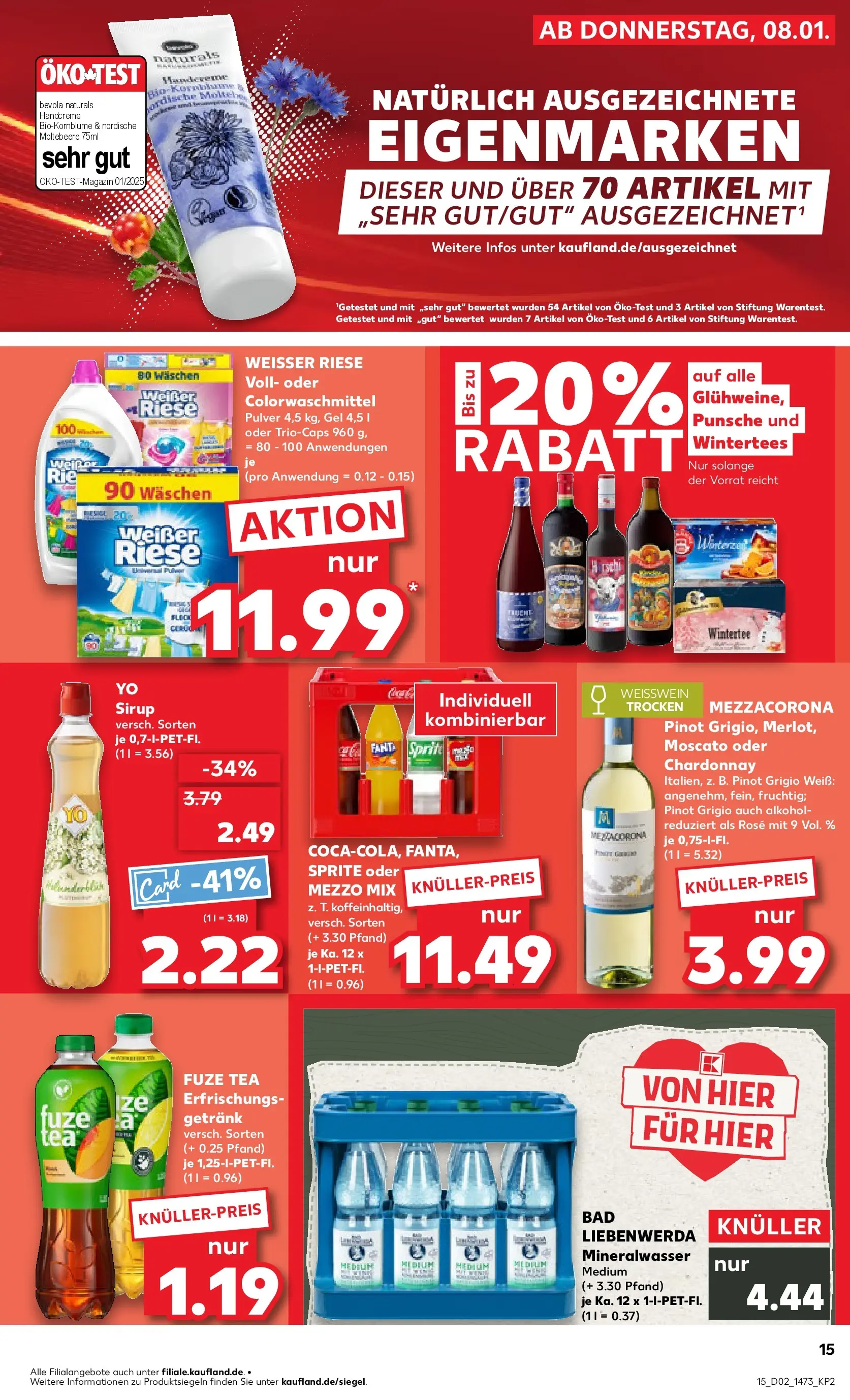 Prospekt Kaufland ab 11.01.2026 » Angebote Online zum Blättern | Seite: 15 | Produkte: Mezzo mix, Sprite, Bad, Mineralwasser