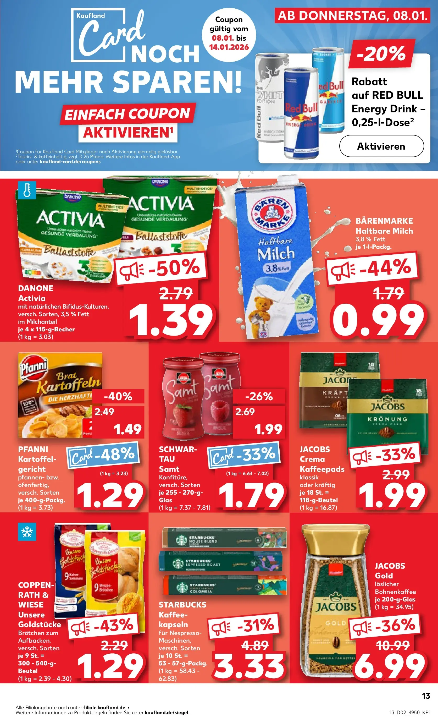 Prospekt Kaufland ab 11.01.2026 » Angebote Online zum Blättern | Seite: 13 | Produkte: Activia, Energy, Starbucks, Kartoffeln