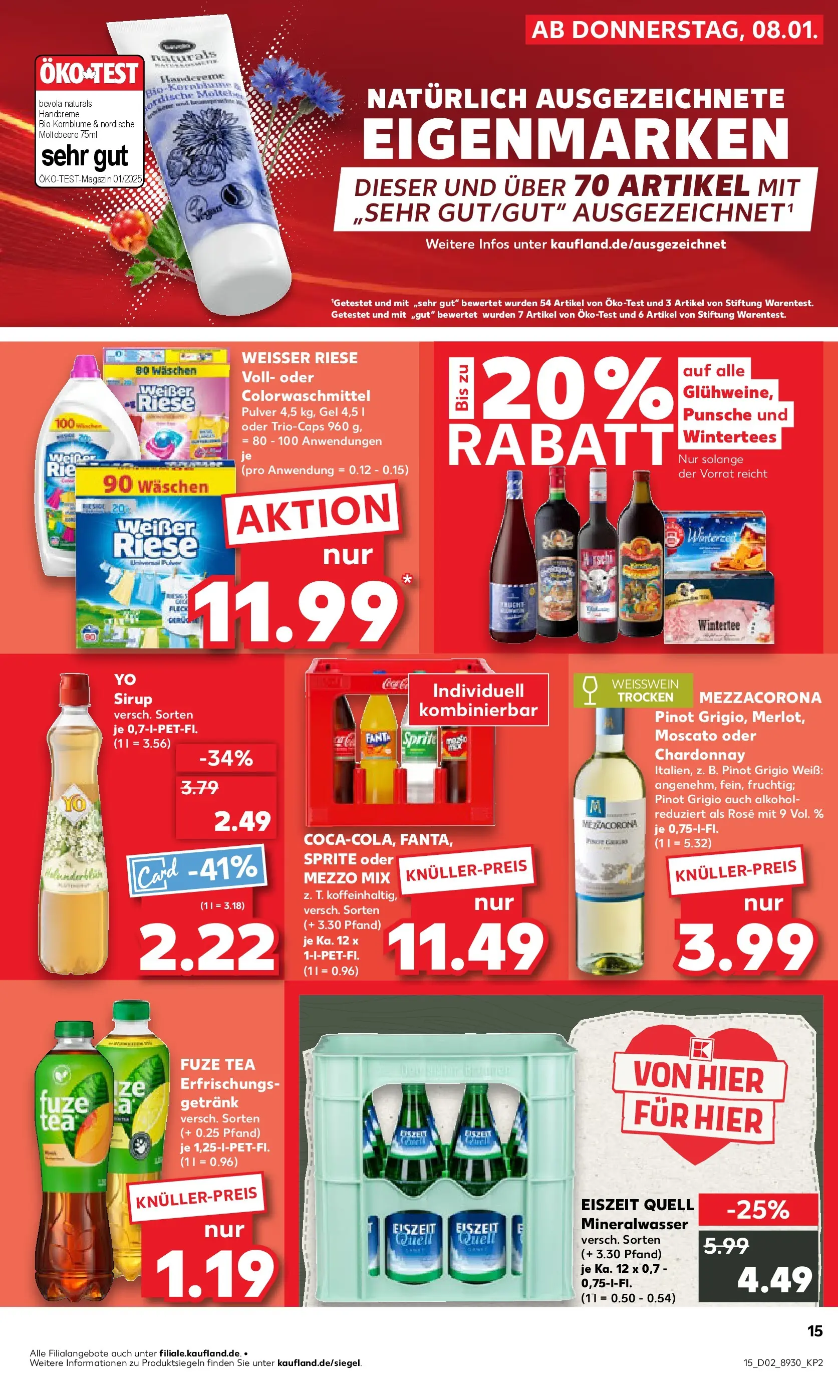 Prospekt Kaufland ab 11.01.2026 » Angebote und Werbung Online | Seite: 15 | Produkte: Mezzo mix, Weißwein, Mineralwasser, Oder mezzo mix Prospekt Kaufland ab 11.01.2026 » Angebote Online zum Blättern | Seite: 15 | Produkte: Mezzo mix, Weißwein, Mineralwasser, Oder mezzo mix
