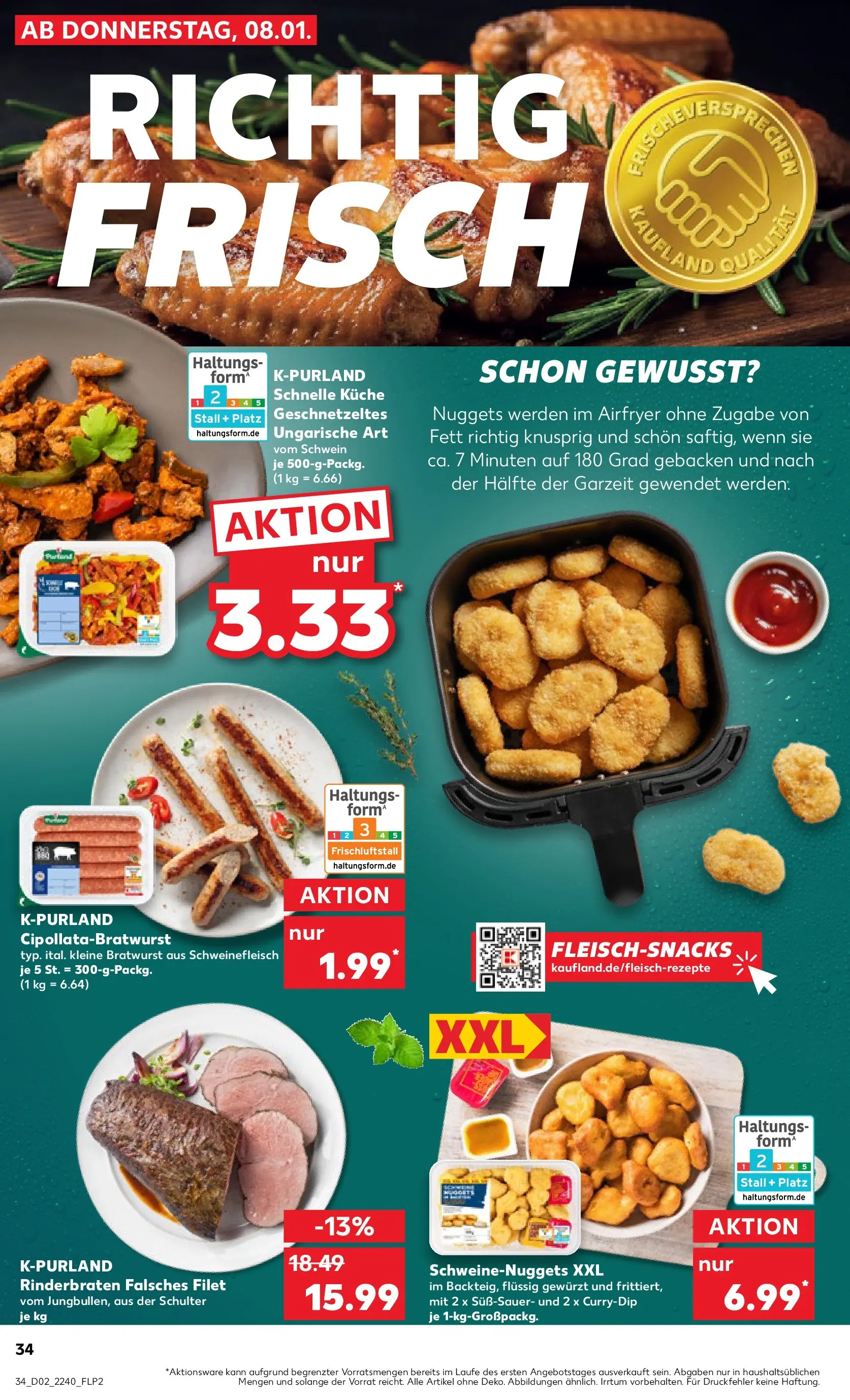 Prospekt Kaufland ab 11.01.2026 » Angebote Online zum Blättern | Seite: 34 | Produkte: Rinderbraten, Bratwurst, Küche, Schweinefleisch