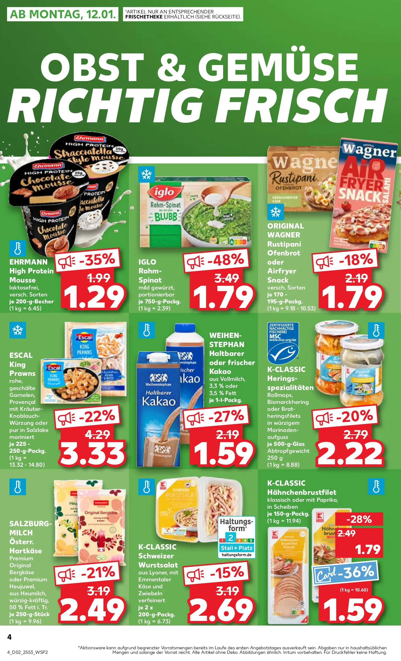Prospekt Kaufland ab 11.01.2026 » Angebote und Werbung Online | Seite: 4 | Produkte: Milch, Zwiebeln, Obst, Knoblauch Prospekt Kaufland ab 11.01.2026 » Angebote Online zum Blättern | Seite: 4 | Produkte: Milch, Zwiebeln, Obst, Knoblauch