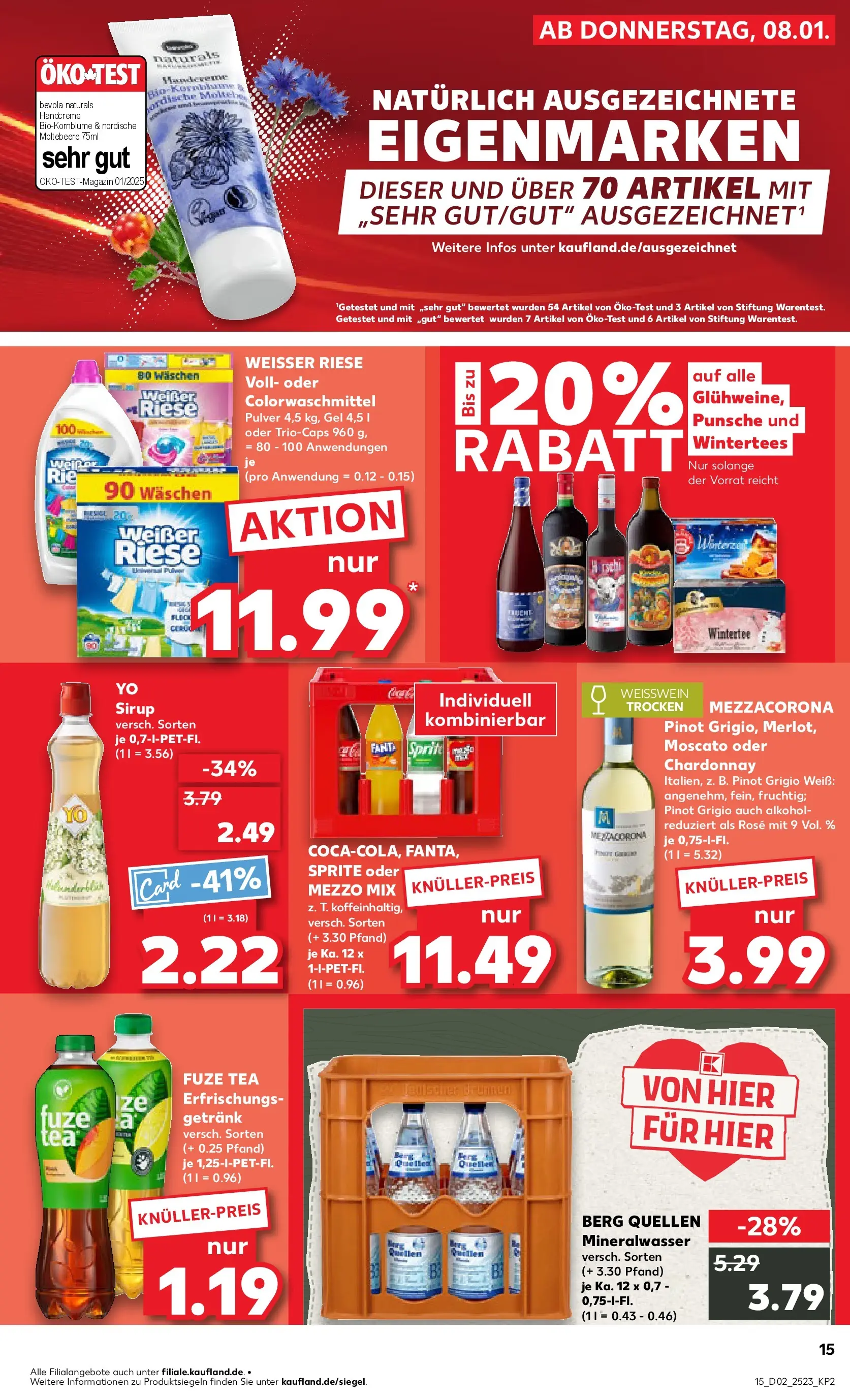 Prospekt Kaufland ab 11.01.2026 » Angebote Online zum Blättern | Seite: 15 | Produkte: Fuze tea, Fanta, Weißwein, Sirup