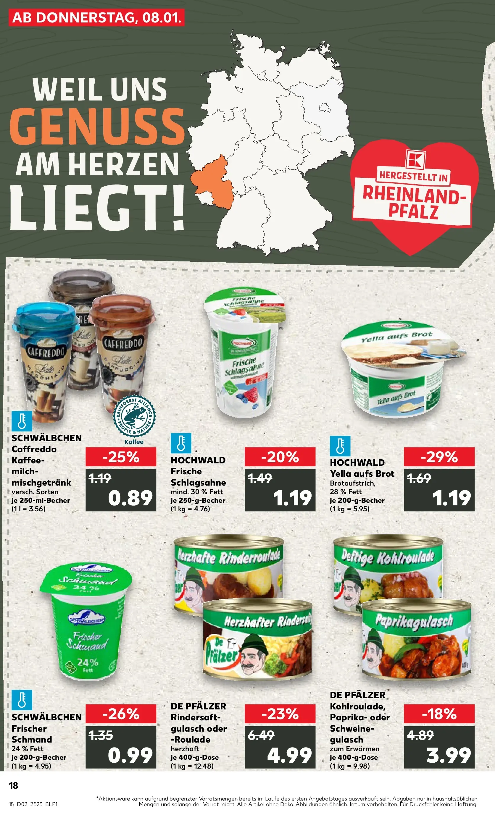 Prospekt Kaufland ab 11.01.2026 » Angebote Online zum Blättern | Seite: 18 | Produkte: Schlagsahne, Paprika, Gulasch, Brot