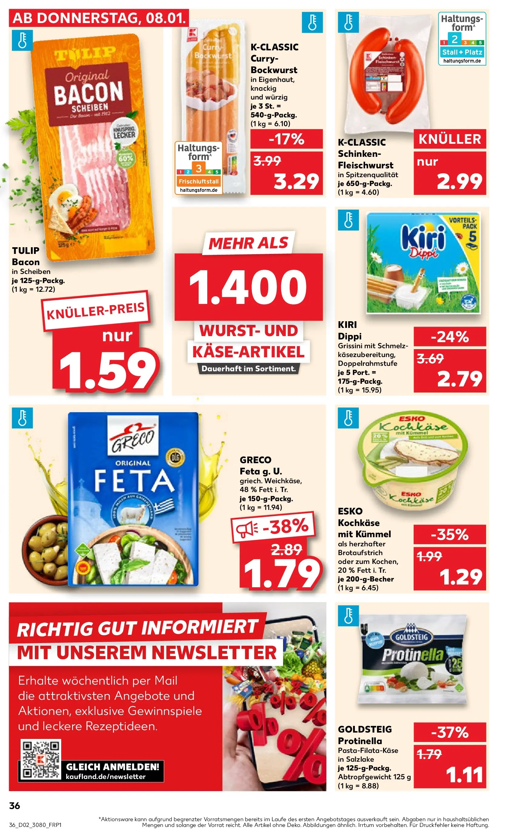 Prospekt Kaufland ab 11.01.2026 » Angebote und Werbung Online | Seite: 36 | Produkte: Feta, Käse, Wurst, Pasta Prospekt Kaufland ab 11.01.2026 » Angebote Online zum Blättern | Seite: 36 | Produkte: Feta, Käse, Wurst, Pasta