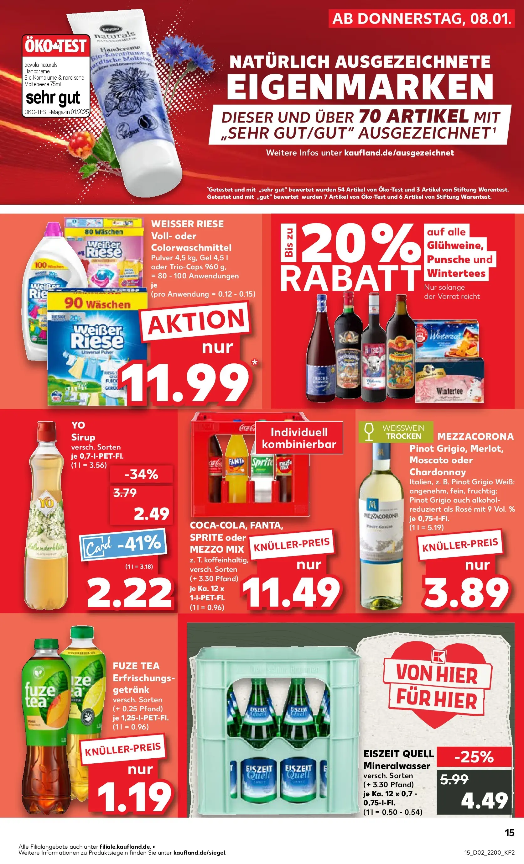 Prospekt Kaufland ab 11.01.2026 » Angebote Online zum Blättern | Seite: 15 | Produkte: Mezzo mix, Sprite, Sirup, Handcreme