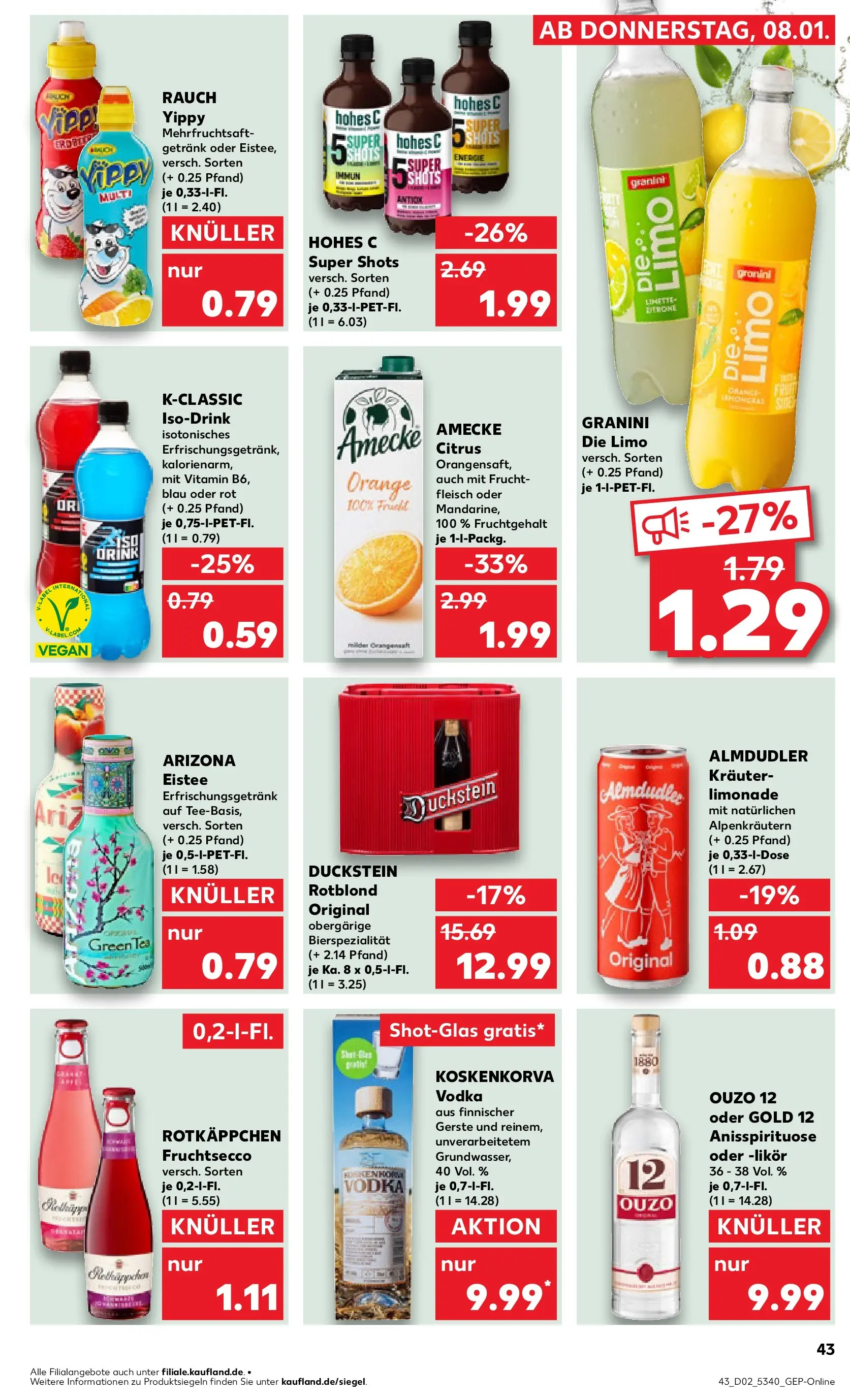 Prospekt Kaufland ab 11.01.2026 » Angebote und Werbung Online | Seite: 41 | Produkte: Limonade, Rotkäppchen, Hohes c, Vodka Prospekt Kaufland ab 11.01.2026 » Angebote Online zum Blättern | Seite: 41 | Produkte: Limonade, Rotkäppchen, Hohes c, Vodka