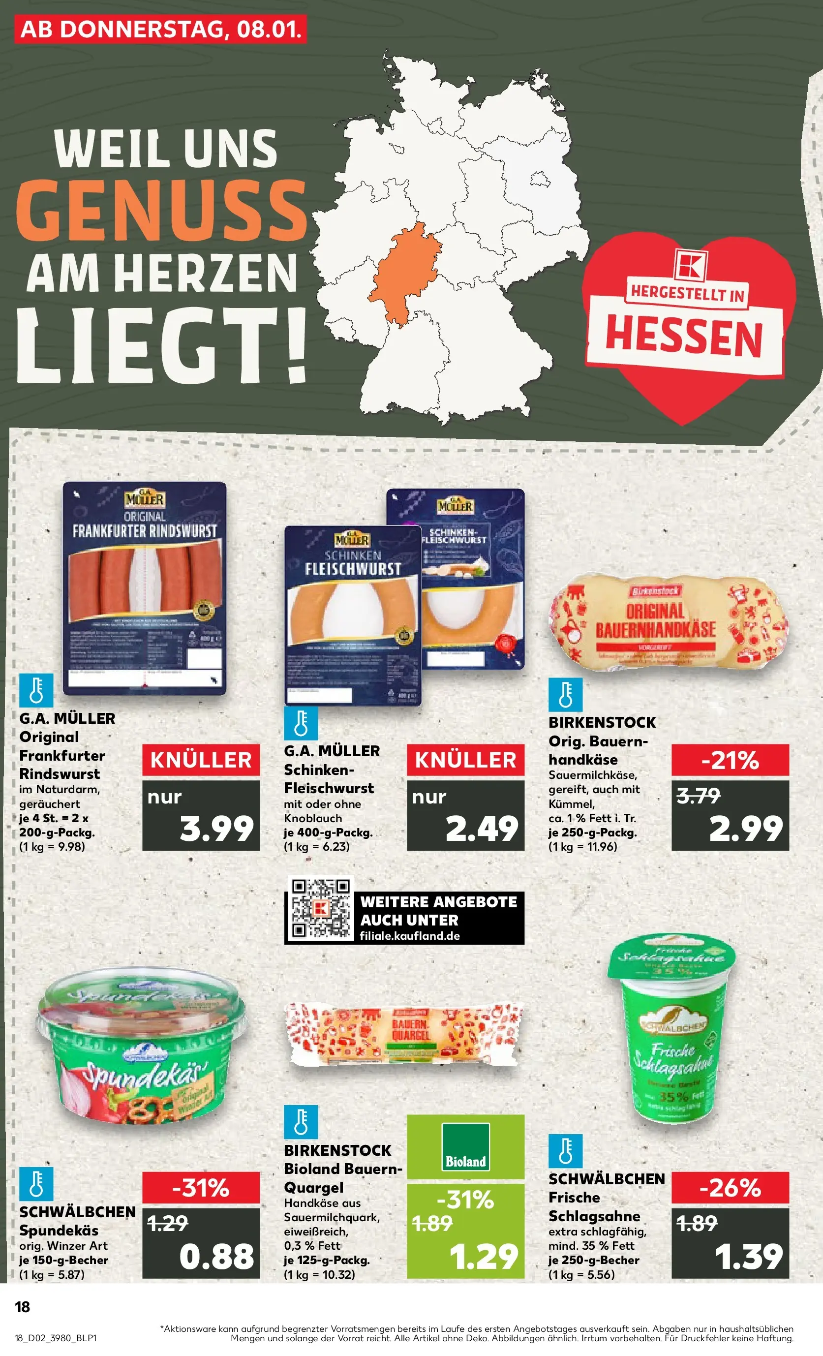 Prospekt Kaufland ab 11.01.2026 » Angebote Online zum Blättern | Seite: 18 | Produkte: Schlagsahne, Knoblauch, Schinken