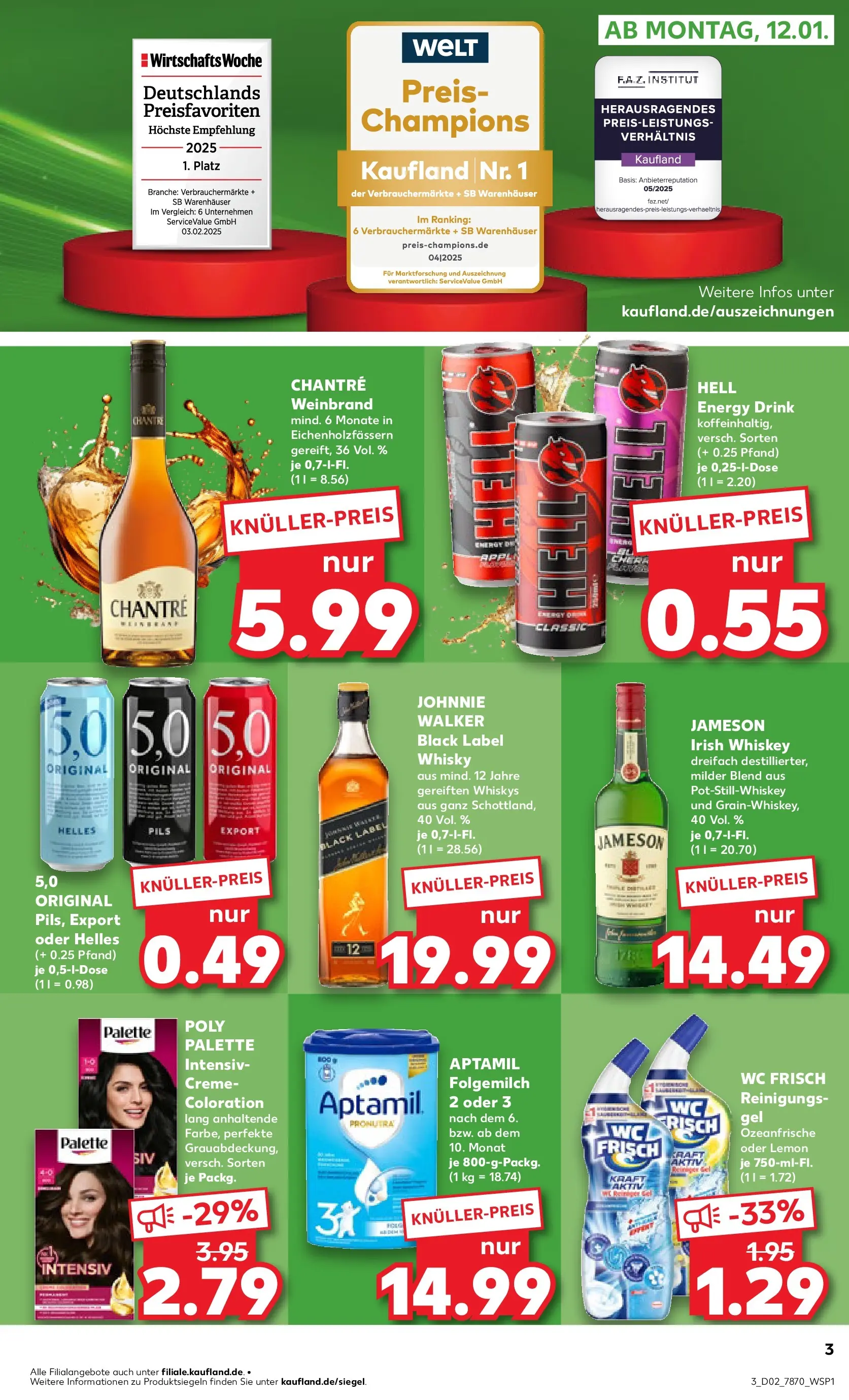 Prospekt Kaufland ab 11.01.2026 » Angebote Online zum Blättern | Seite: 3 | Produkte: Whisky, Energy, Pils, Johnnie walker