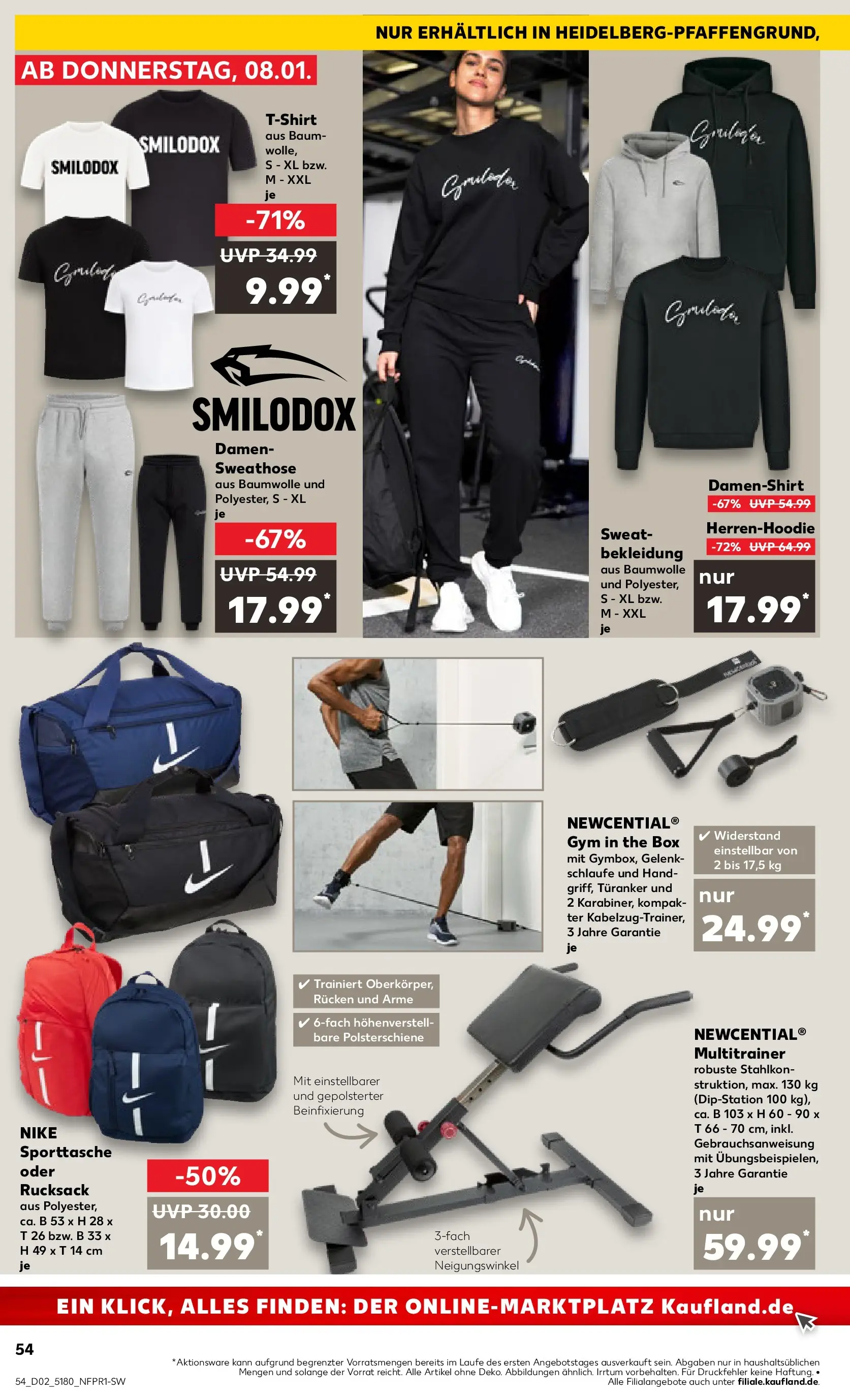 Prospekt Kaufland ab 11.01.2026 » Angebote Online zum Blättern | Seite: 54 | Produkte: Sweathose, Sweatshirt, T-Shirt, Rucksack
