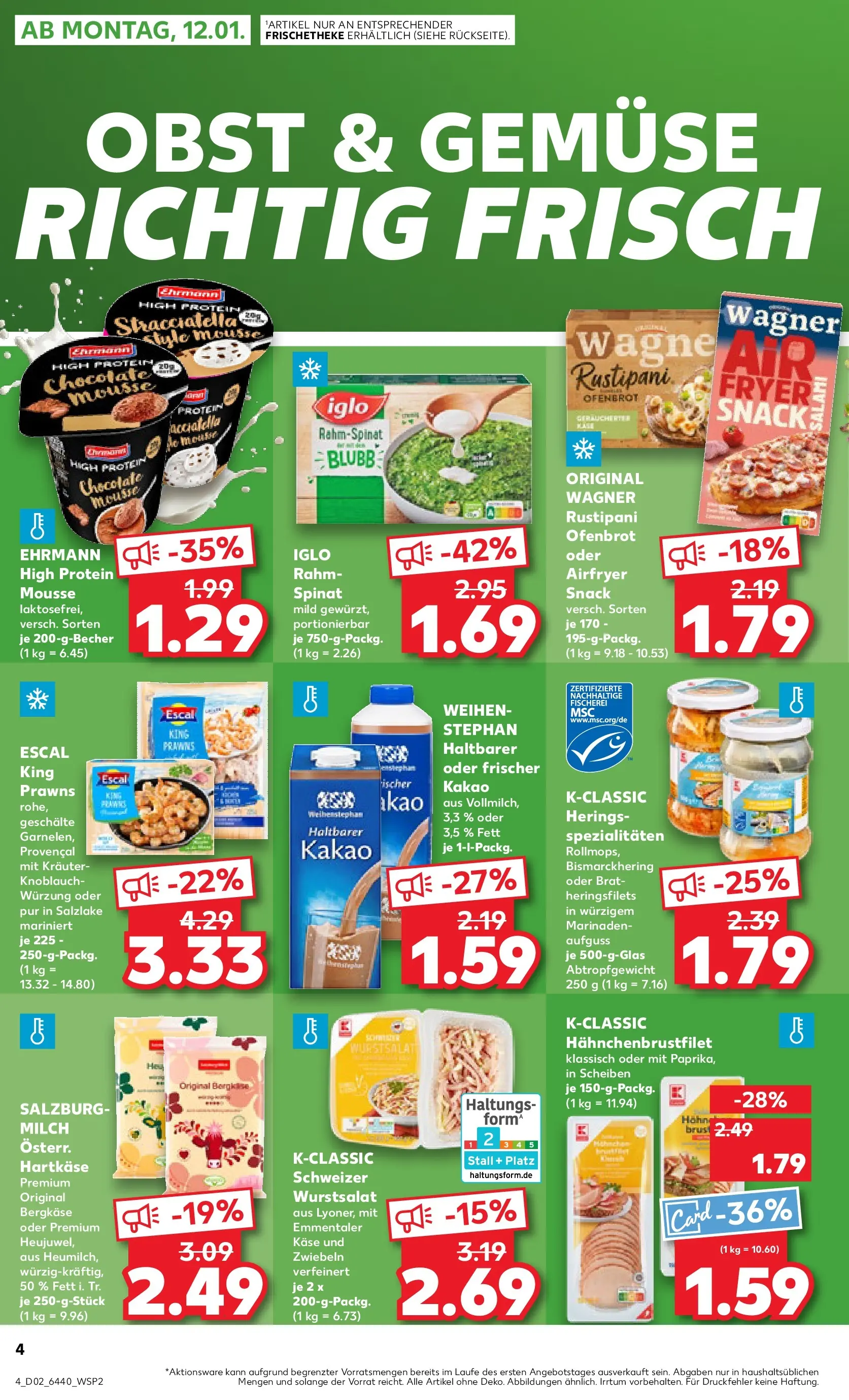 Prospekt Kaufland ab 11.01.2026 » Angebote Online zum Blättern | Seite: 4 | Produkte: Iglo, Zwiebeln, Obst, Knoblauch