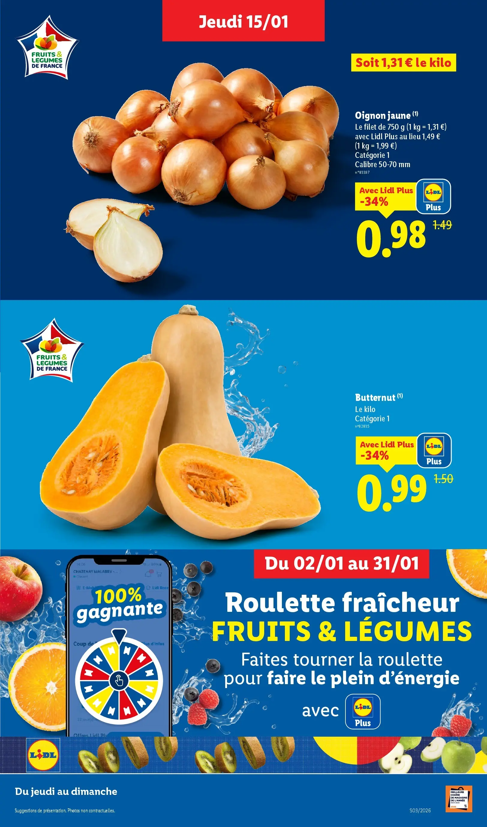 Catalogue LIDL du 14/01/2026 | Promo prospectus en ligne | Page: 3 | Produits: Oignon, Butternut