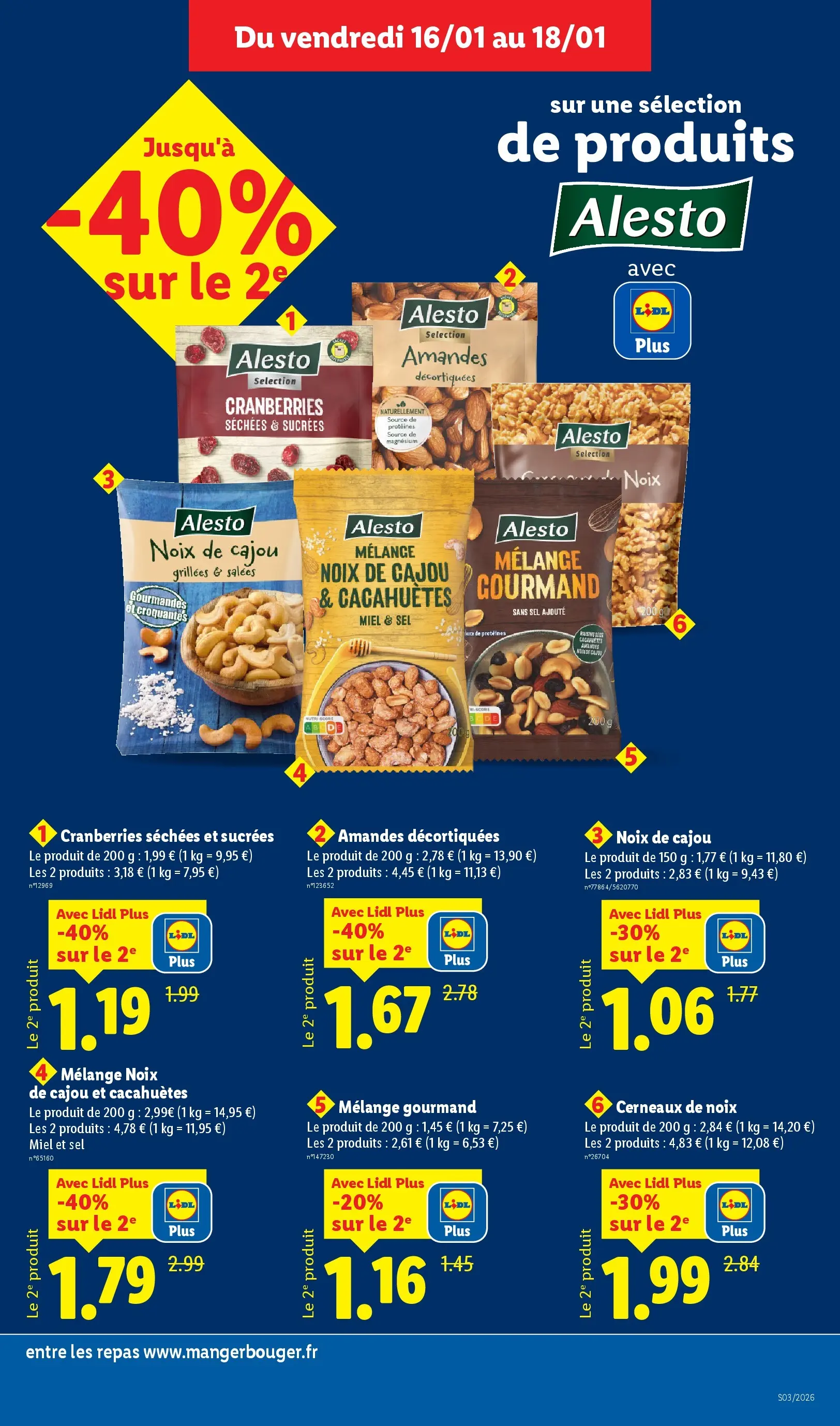 Catalogue LIDL du 14/01/2026 | Promo prospectus en ligne | Page: 13 | Produits: Amandes décortiquées, Noix de cajou, Noix, Amandes