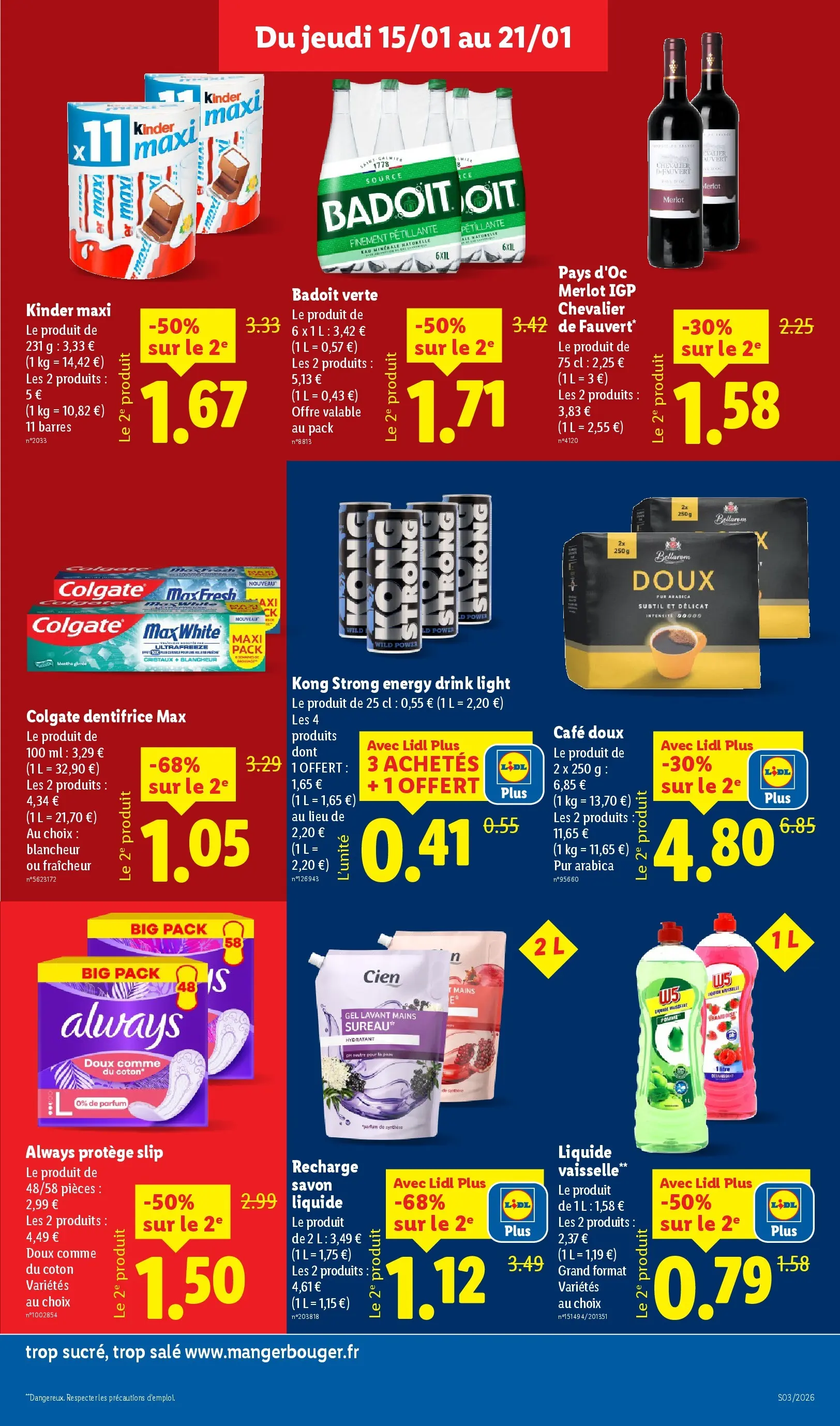 Catalogue LIDL du 14/01/2026 | Promo prospectus en ligne | Page: 15 | Produits: Badoit, Pomme, Savon, Eau minérale naturelle