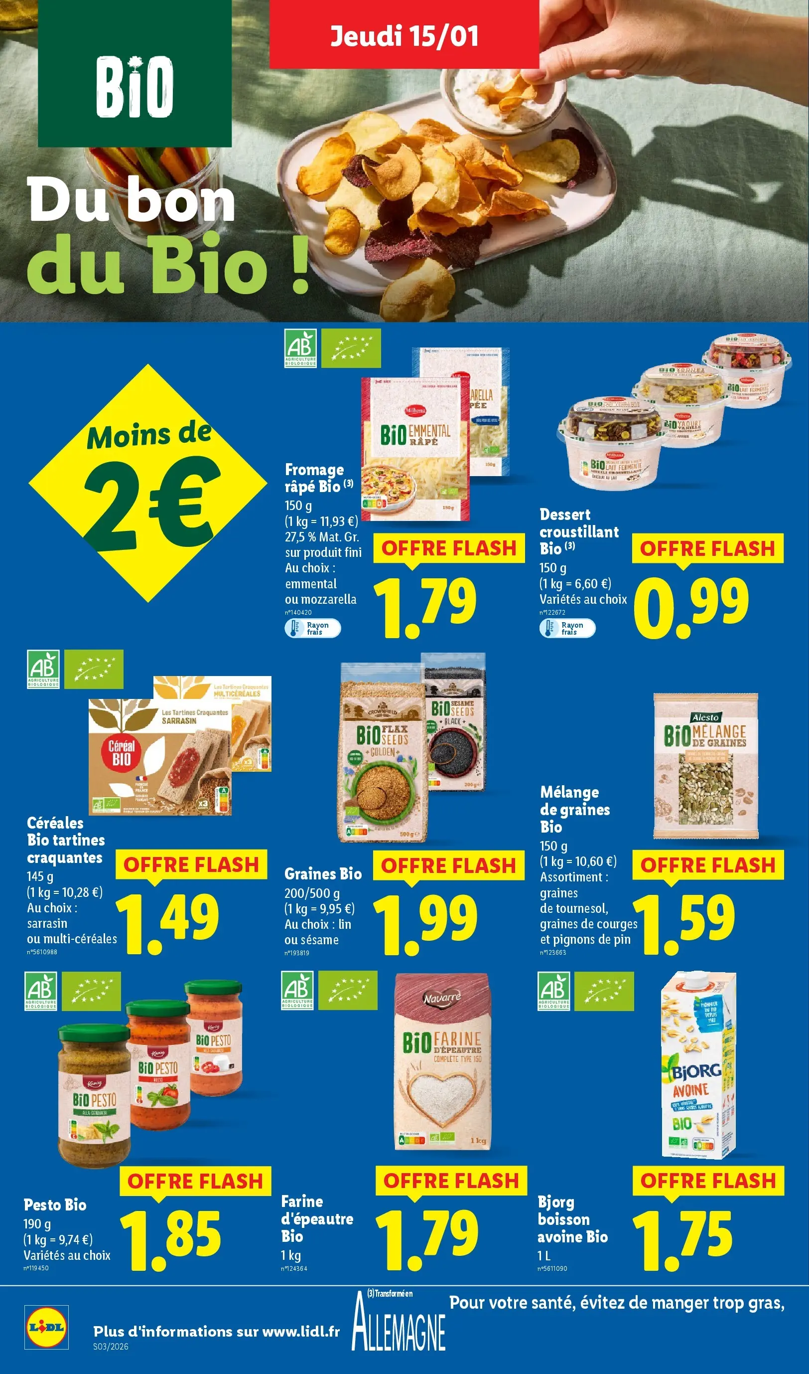 Catalogue LIDL du 14/01/2026 | Promo prospectus en ligne | Page: 22 | Produits: Farine, Emmental, Céréales, Pignons de pin