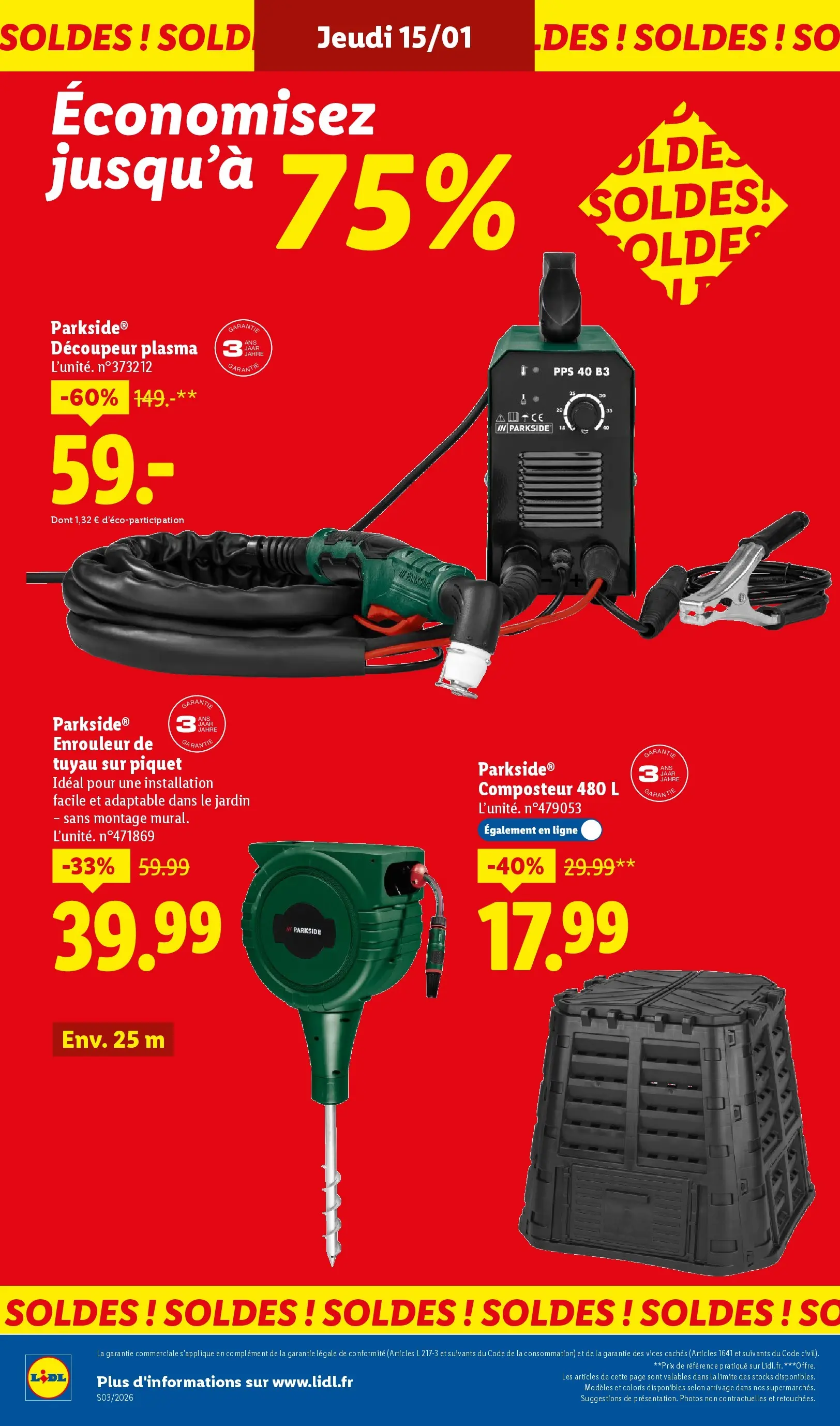 Catalogue LIDL du 14/01/2026 | Promo prospectus en ligne | Page: 30 | Produits: Enrouleur de tuyau, Composteur, Tuyau, Découpeur plasma
