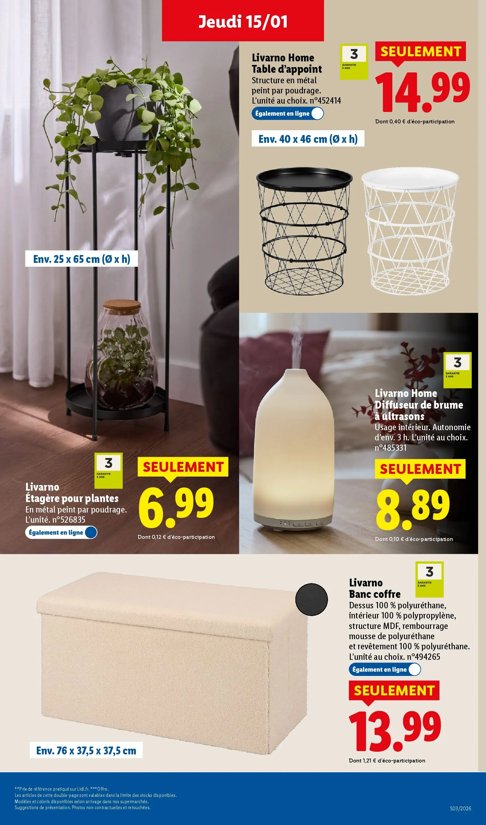 Catalogue LIDL du 14/01/2026 | Promo prospectus en ligne | Page: 45 | Produits: Plantes, Diffuseur, Mousse, Table