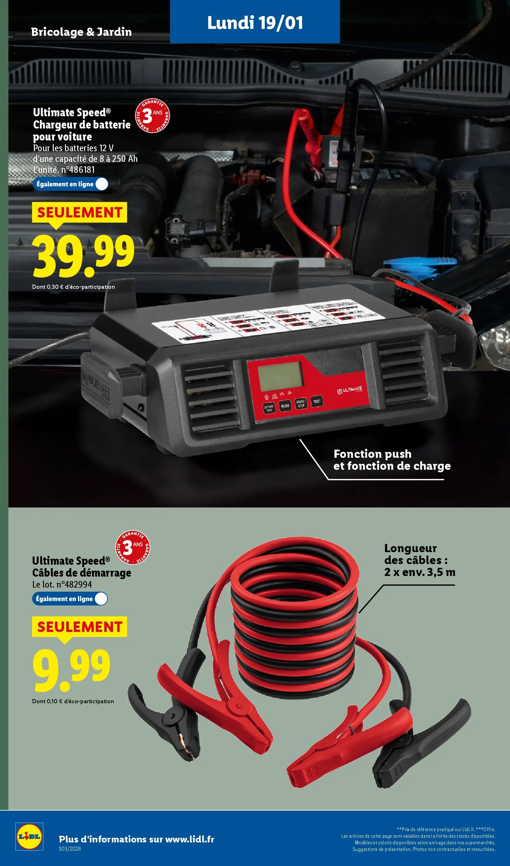 Catalogue LIDL du 14/01/2026 | Promo prospectus en ligne | Page: 52 | Produits: Câbles de démarrage, Batterie