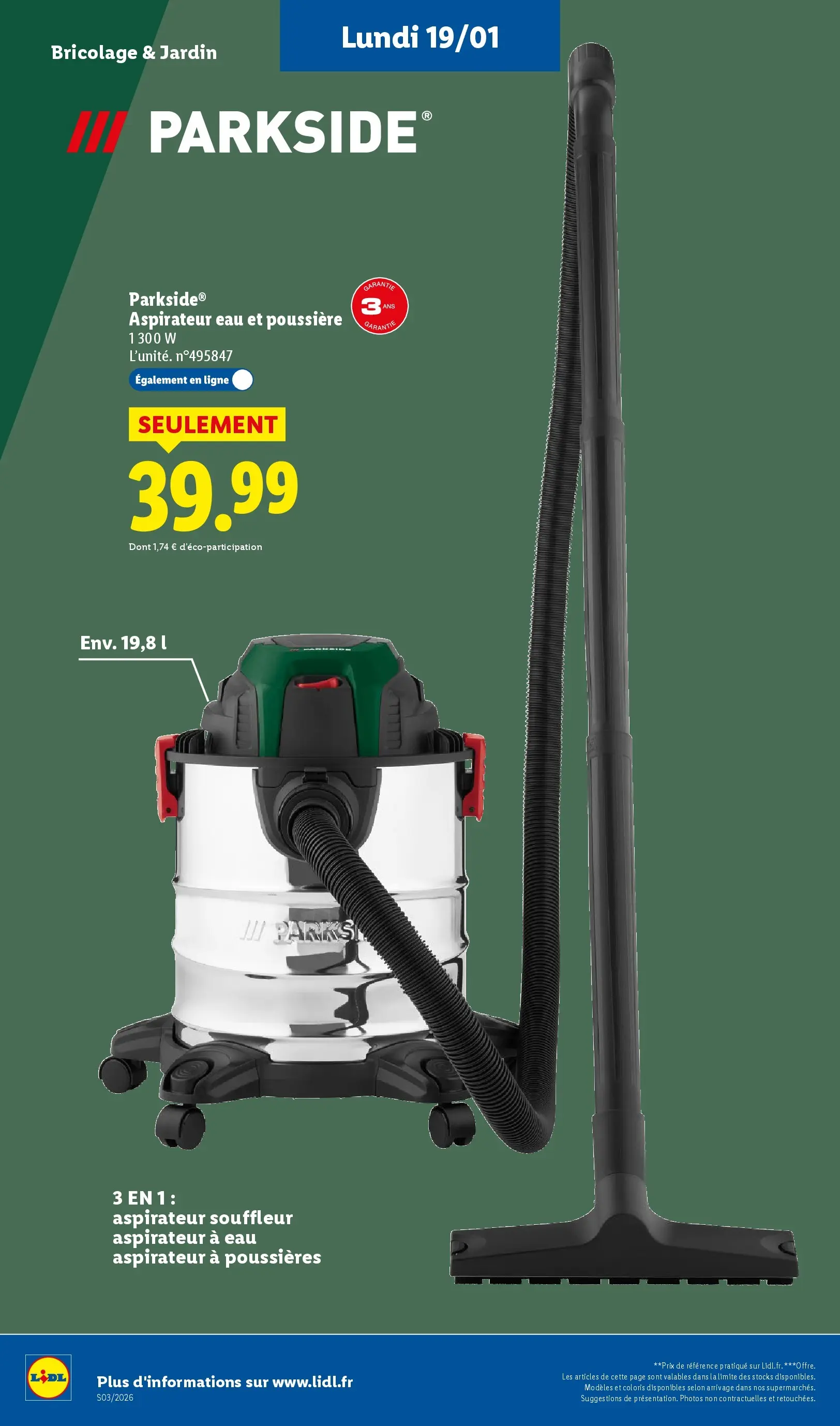 Catalogue LIDL du 14/01/2026 | Promo prospectus en ligne | Page: 58 | Produits: Aspirateur, Aspirateur eau et poussière