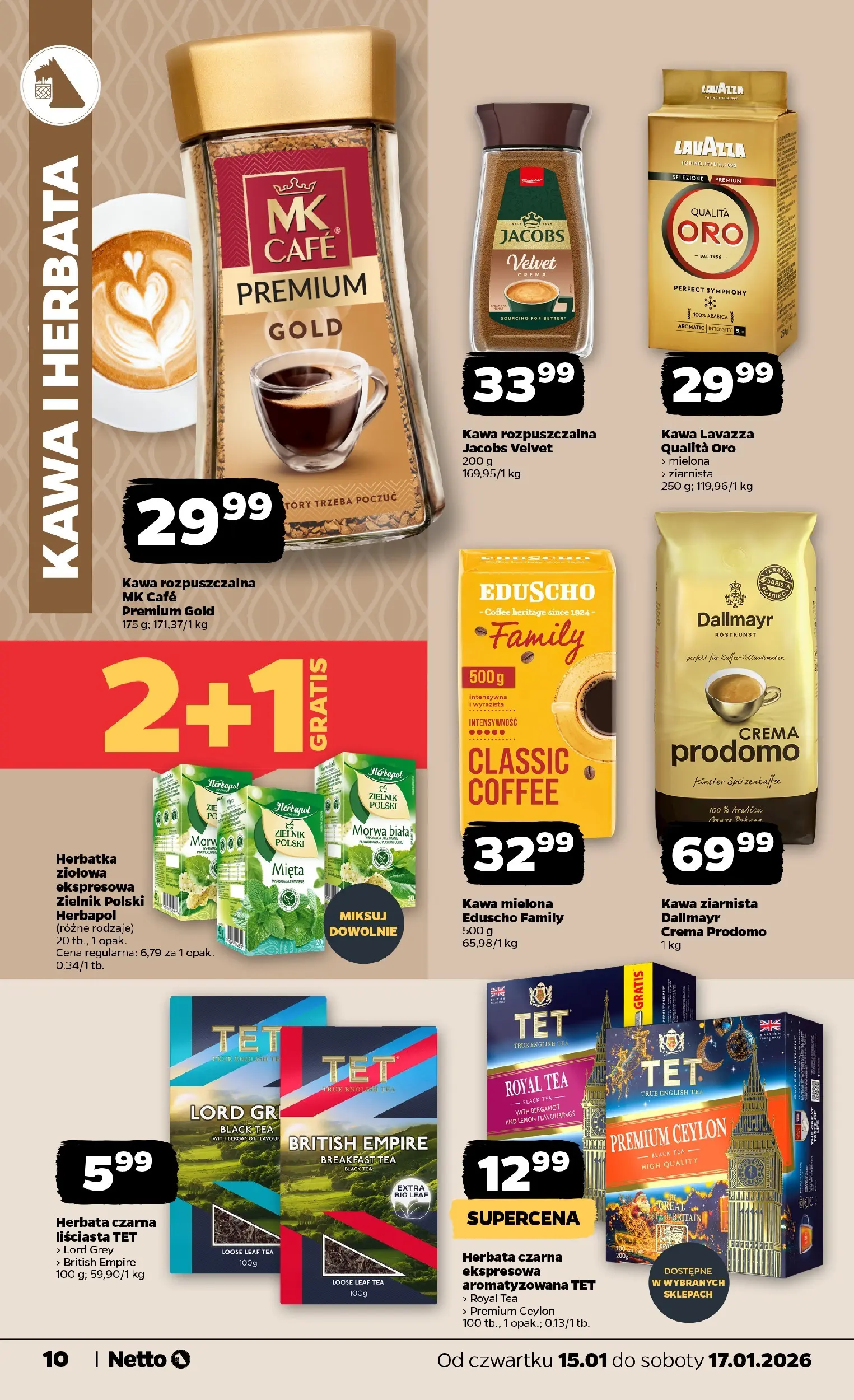 Netto gazetka - Spożywcza od 15.01.2026 - Aktualne promocje | Strona: 10 | Produkty: Lavazza, Mięta, Kawa, Herbata
