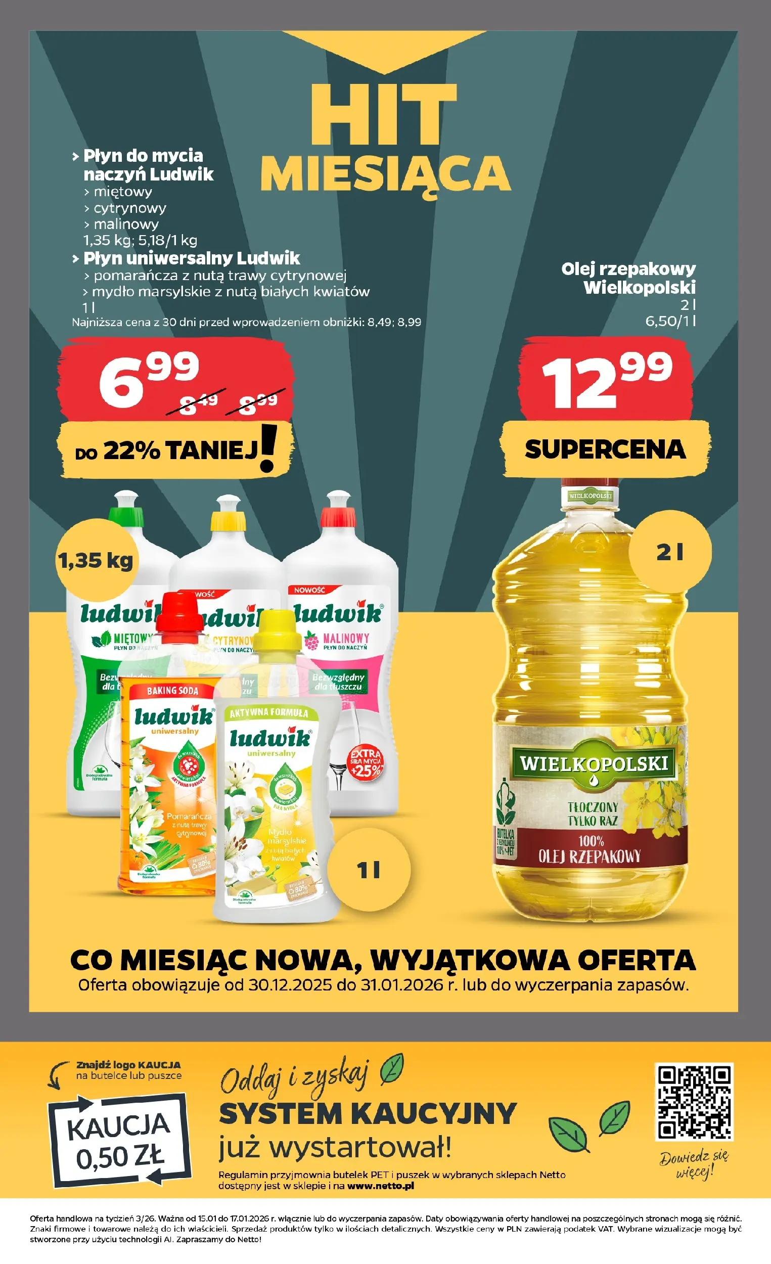 Netto gazetka - Spożywcza od 15.01.2026 - Aktualne promocje | Strona: 18 | Produkty: Olej rzepakowy, Olej, Mydło, Płyn do mycia naczyń