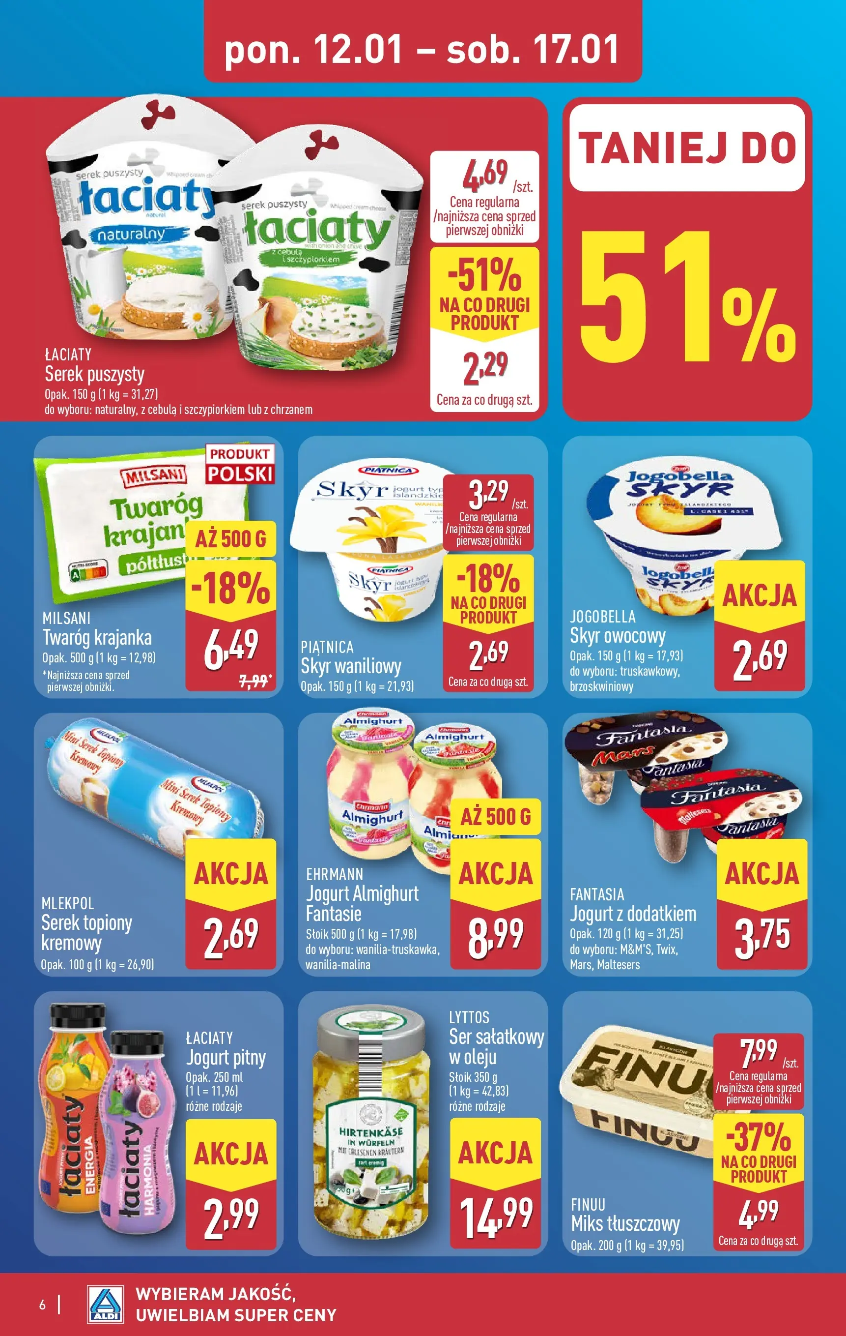 Aldi Gazetka od 12.01.2026 - Ulotka PDF, promocje | Strona: 6 | Produkty: Cream cheese, Maltesers, Twaróg, Skyr