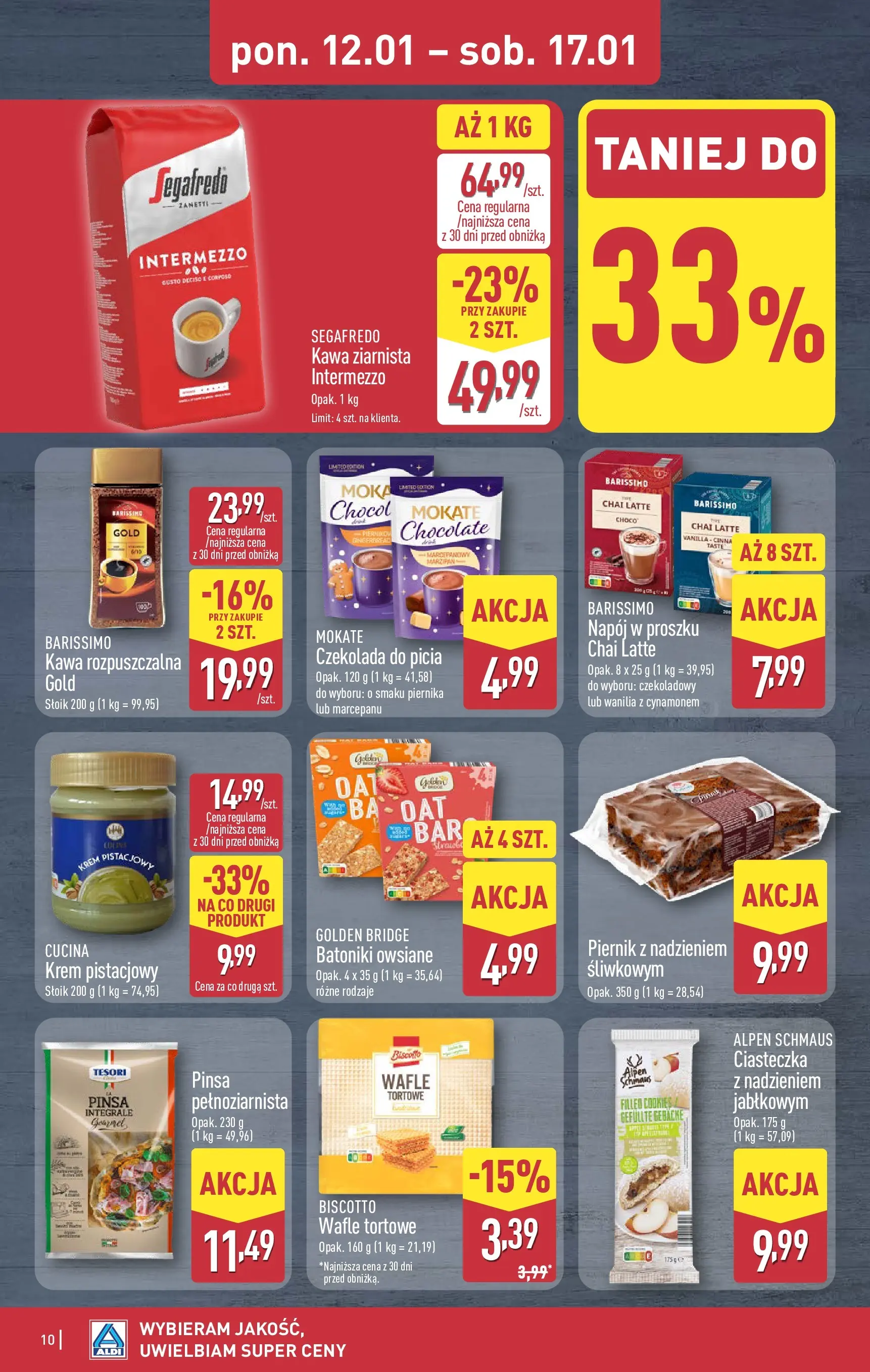 Aldi Gazetka od 12.01.2026 - Ulotka PDF, promocje | Strona: 10 | Produkty: Piernik, Wafle tortowe, Kawa, Ciasteczka