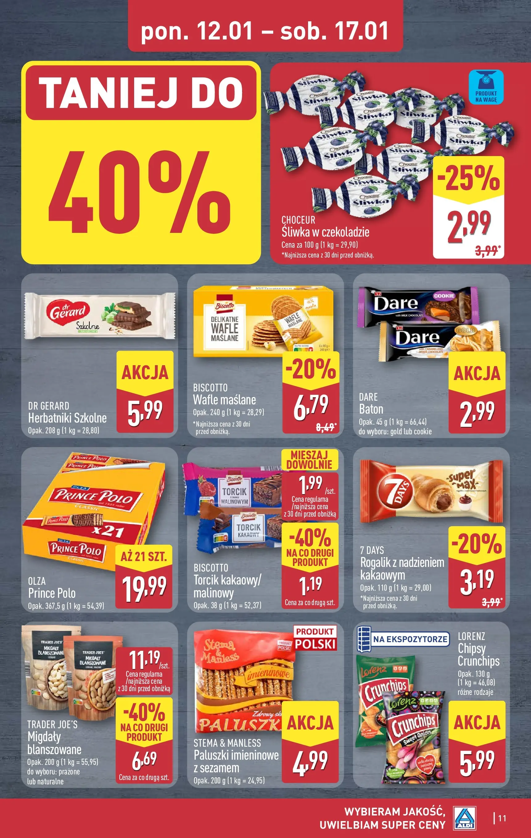 Aldi Gazetka od 12.01.2026 - Ulotka PDF, promocje | Strona: 11 | Produkty: Chipsy, Wafle, Herbatniki, Baton