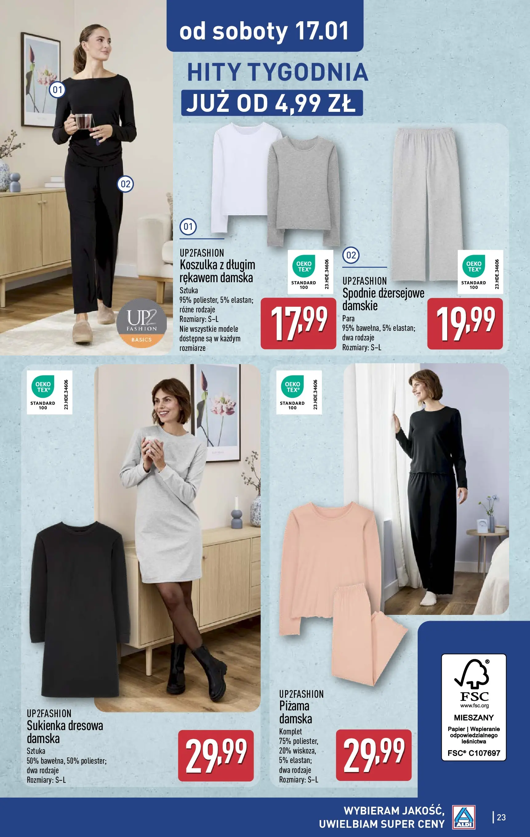 Aldi Gazetka od 12.01.2026 - Ulotka PDF, promocje | Strona: 23 | Produkty: Spodnie, Piżama, Sukienka