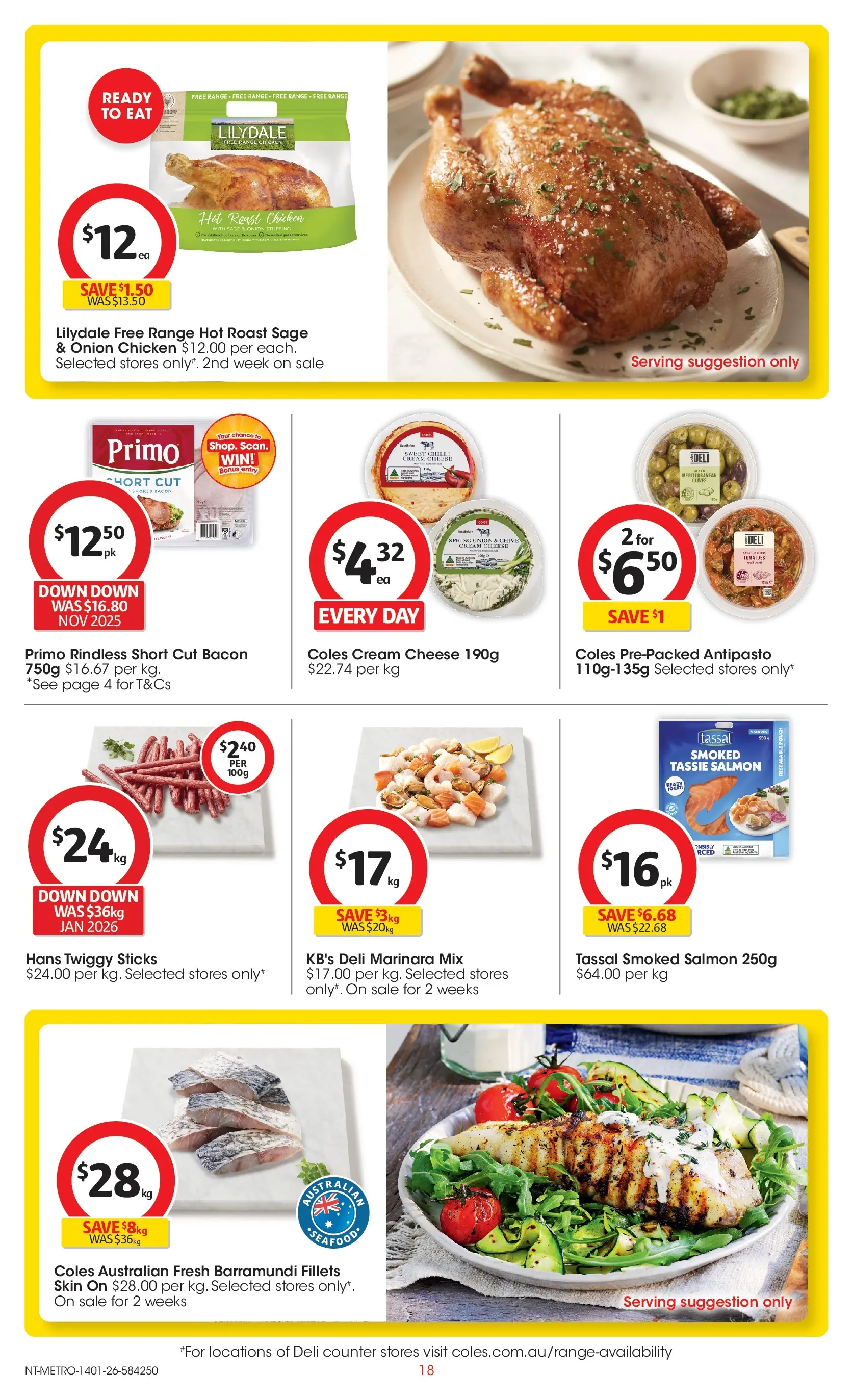﻿Coles catalogue valid from 14/01/2026 > Online Australia | Page: 18 | Products: Bacon, Cheese, Cream, Salmon