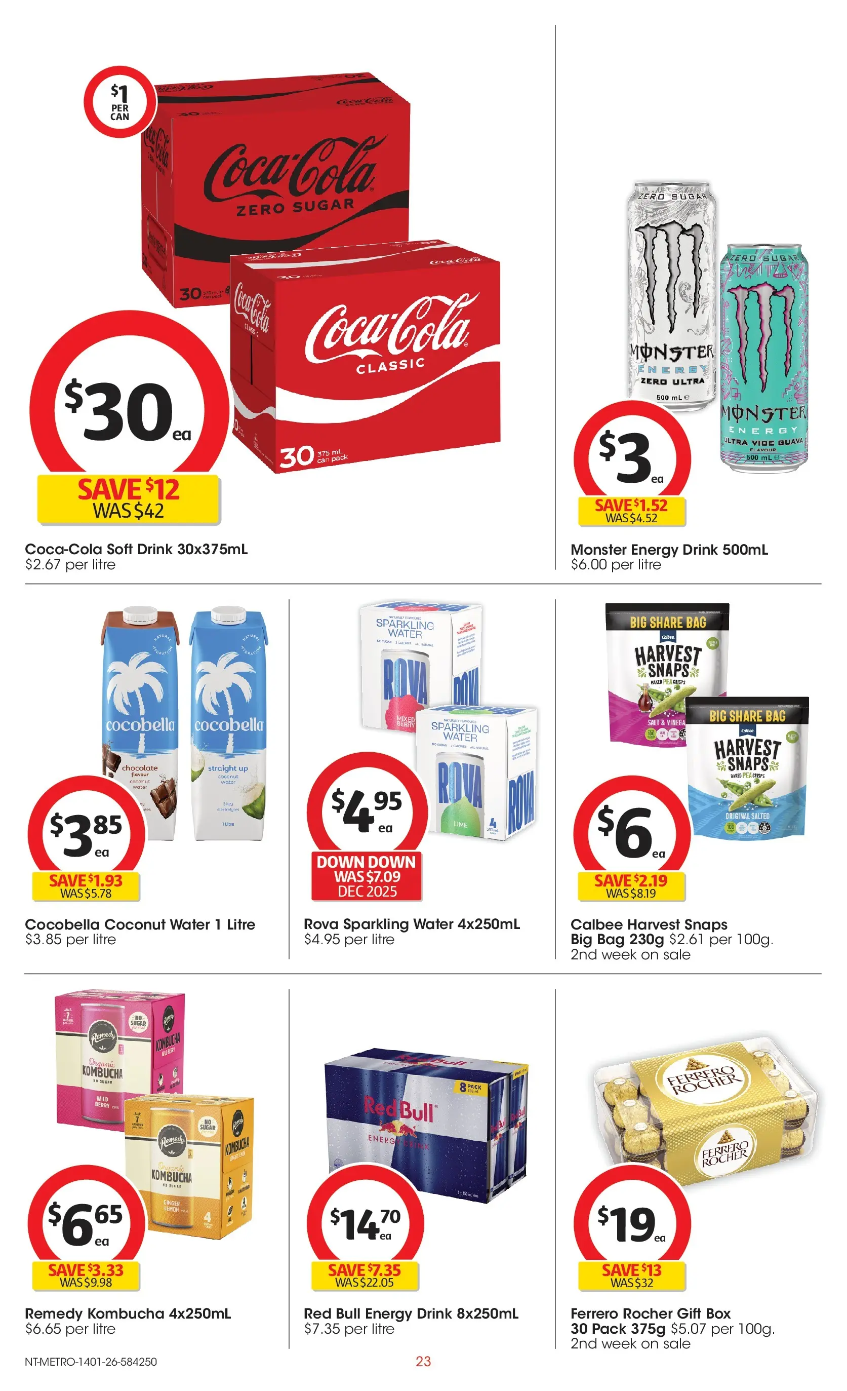 ﻿Coles catalogue valid from 14/01/2026 > Online Australia | Page: 23 | Products: Chocolate, Water, Sugar, Lemon