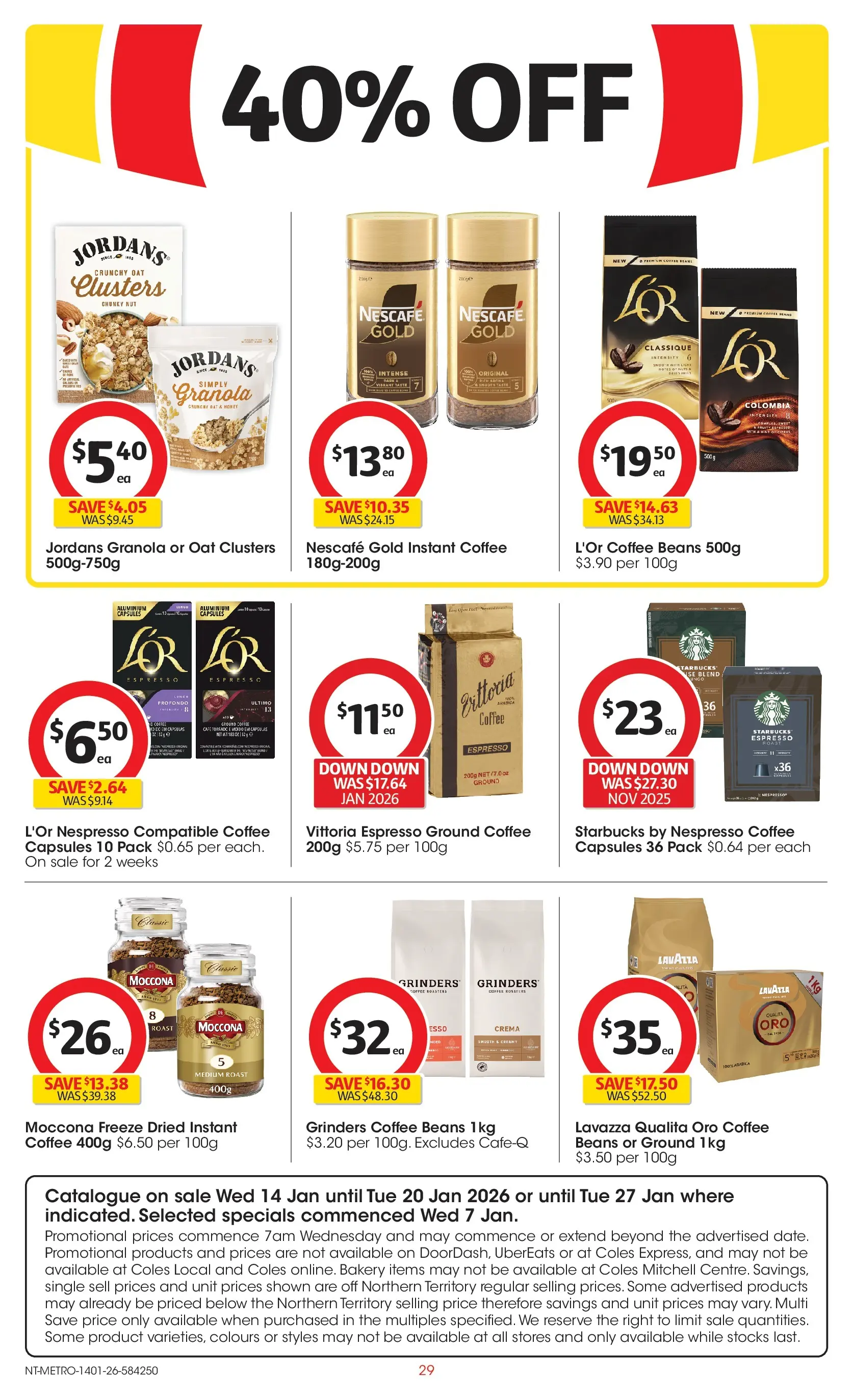 ﻿Coles catalogue valid from 14/01/2026 > Online Australia | Page: 29 | Products: Honey, Nuts, Moccona, Bakery