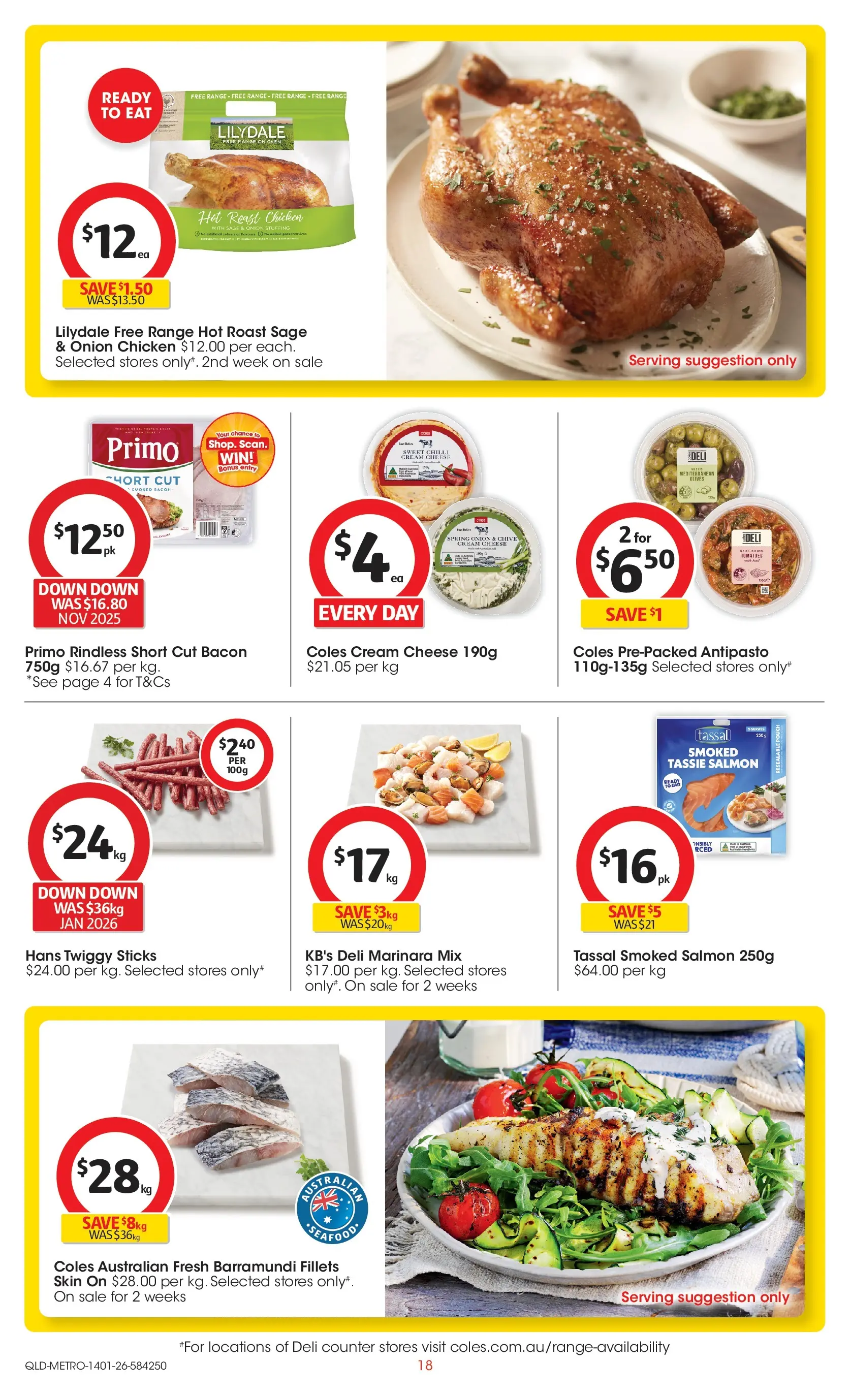﻿Coles catalogue valid from 14/01/2026 > Online Australia | Page: 18 | Products: Olives, Cream, Salmon, Chilli