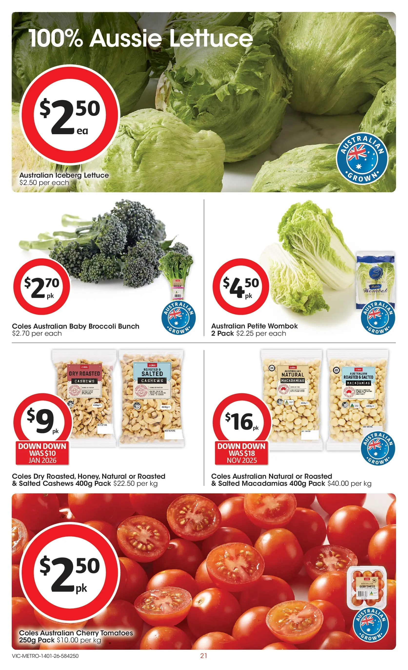 ﻿Coles catalogue valid from 14/01/2026 > Online Australia | Page: 21 | Products: Lettuce, Tomatoes