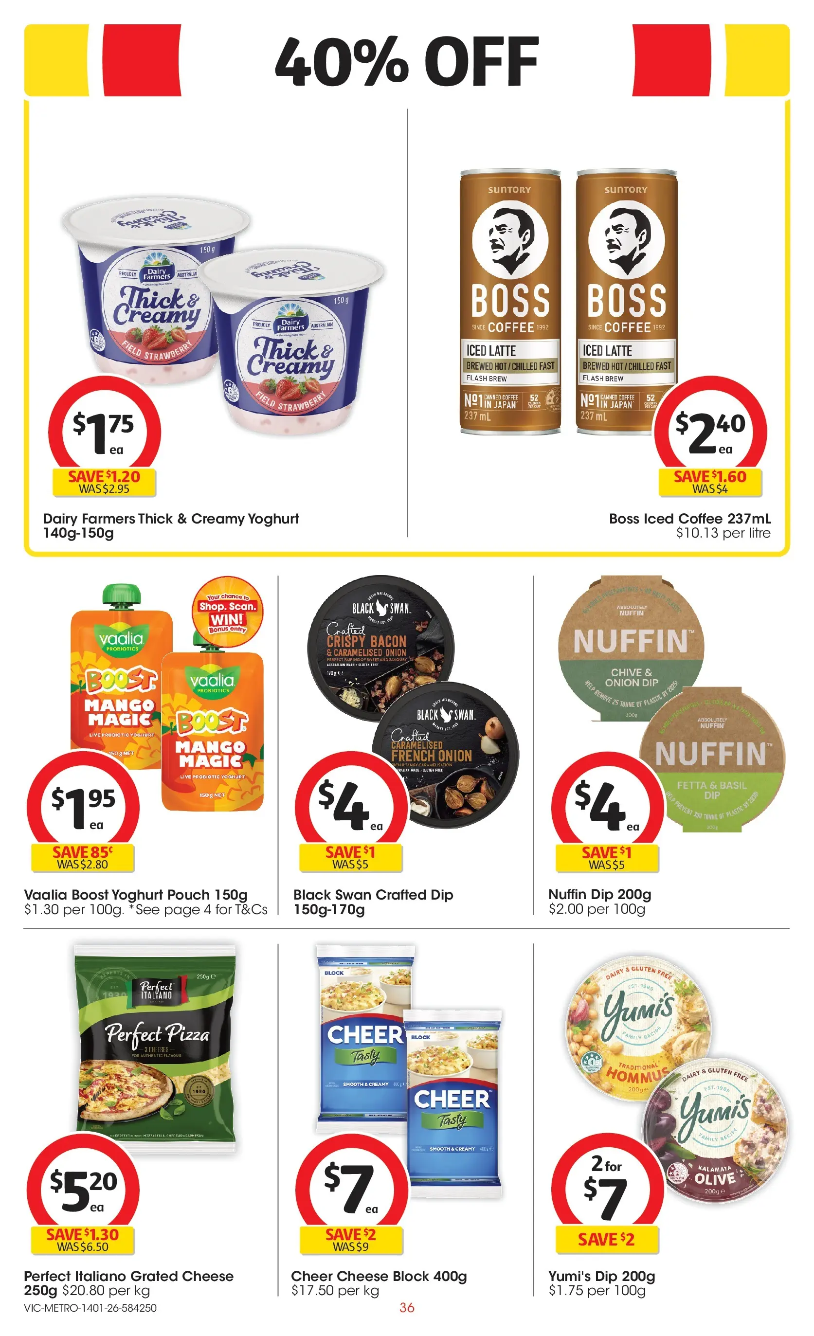 ﻿Coles catalogue valid from 14/01/2026 > Online Australia | Page: 36 | Products: Dairy, Yoghurt, Coffee, Pizza