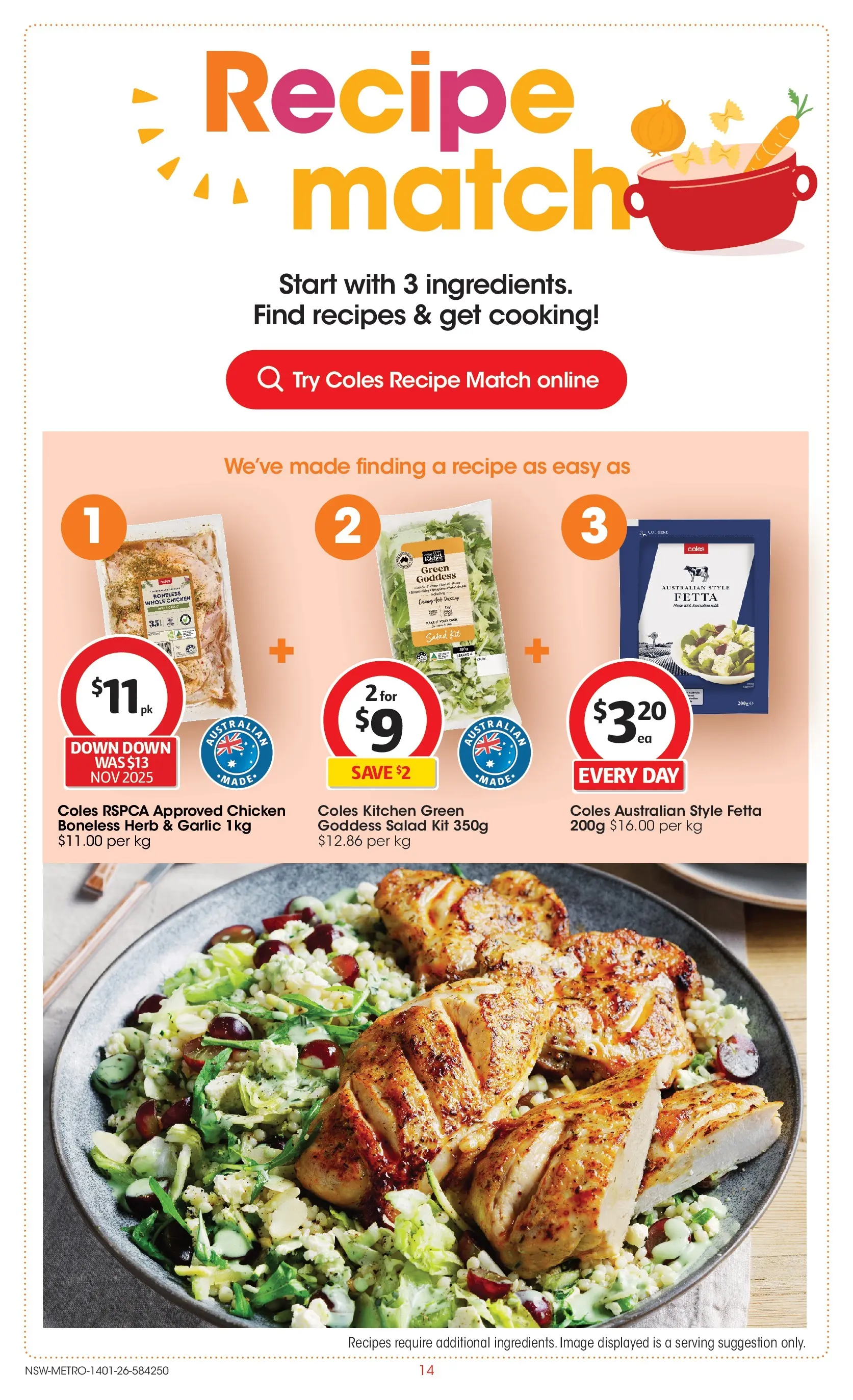 ﻿Coles catalogue valid from 14/01/2026 > Online Australia | Page: 14 | Products: Herb, Chicken, Salad, Garlic