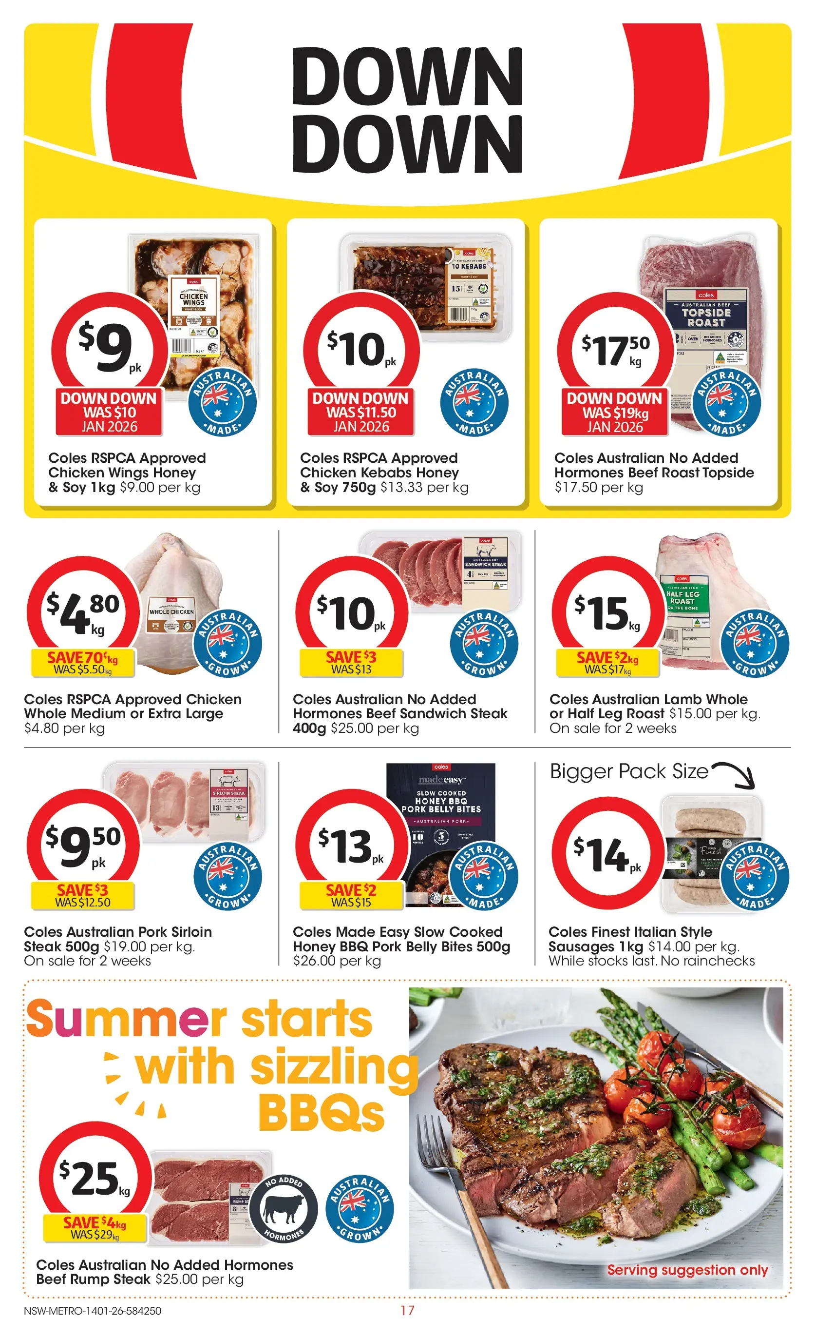 ﻿Coles catalogue valid from 14/01/2026 > Online Australia | Page: 17 | Products: Chicken, Pork, Lamb, Beef