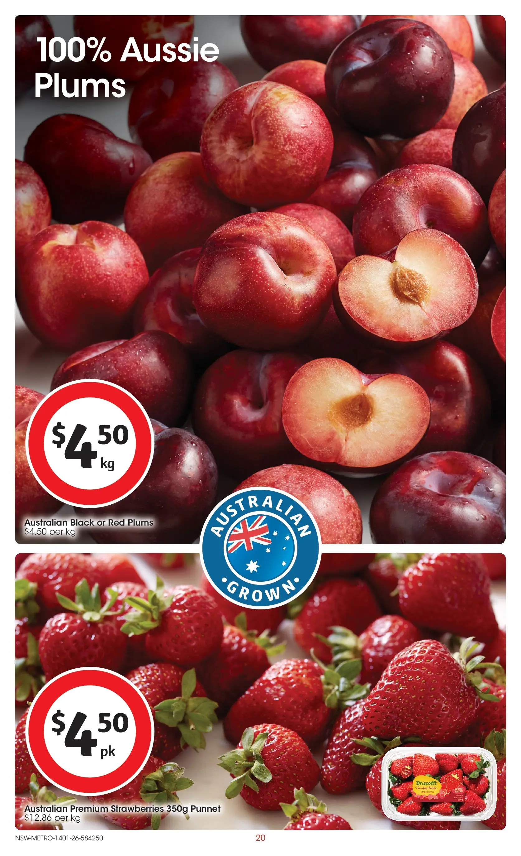 ﻿Coles catalogue valid from 14/01/2026 > Online Australia | Page: 20 | Products: Strawberries, Plums