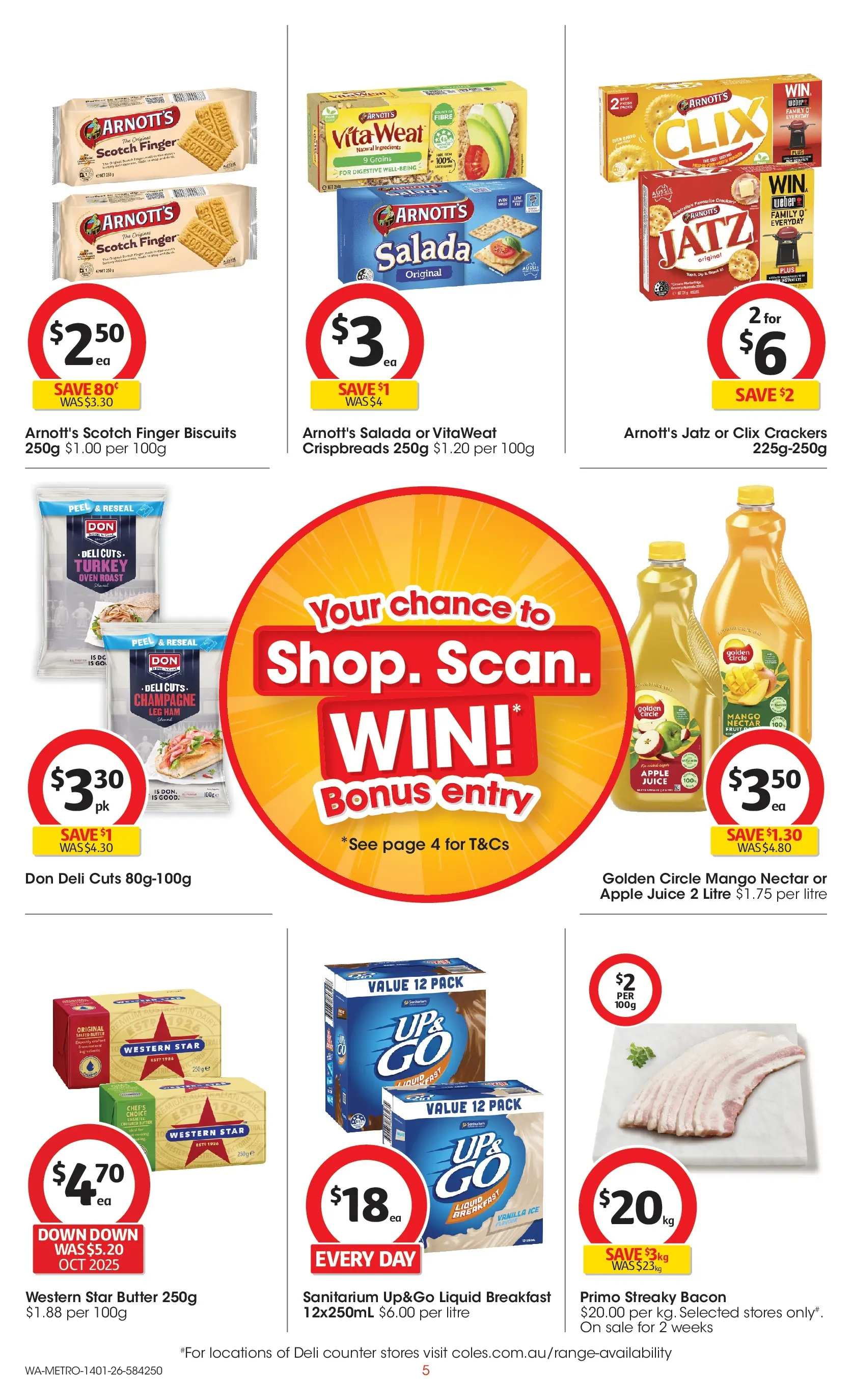 ﻿Coles catalogue valid from 14/01/2026 > Online Australia | Page: 5 | Products: Juice, Biscuits, Scotch, Oven