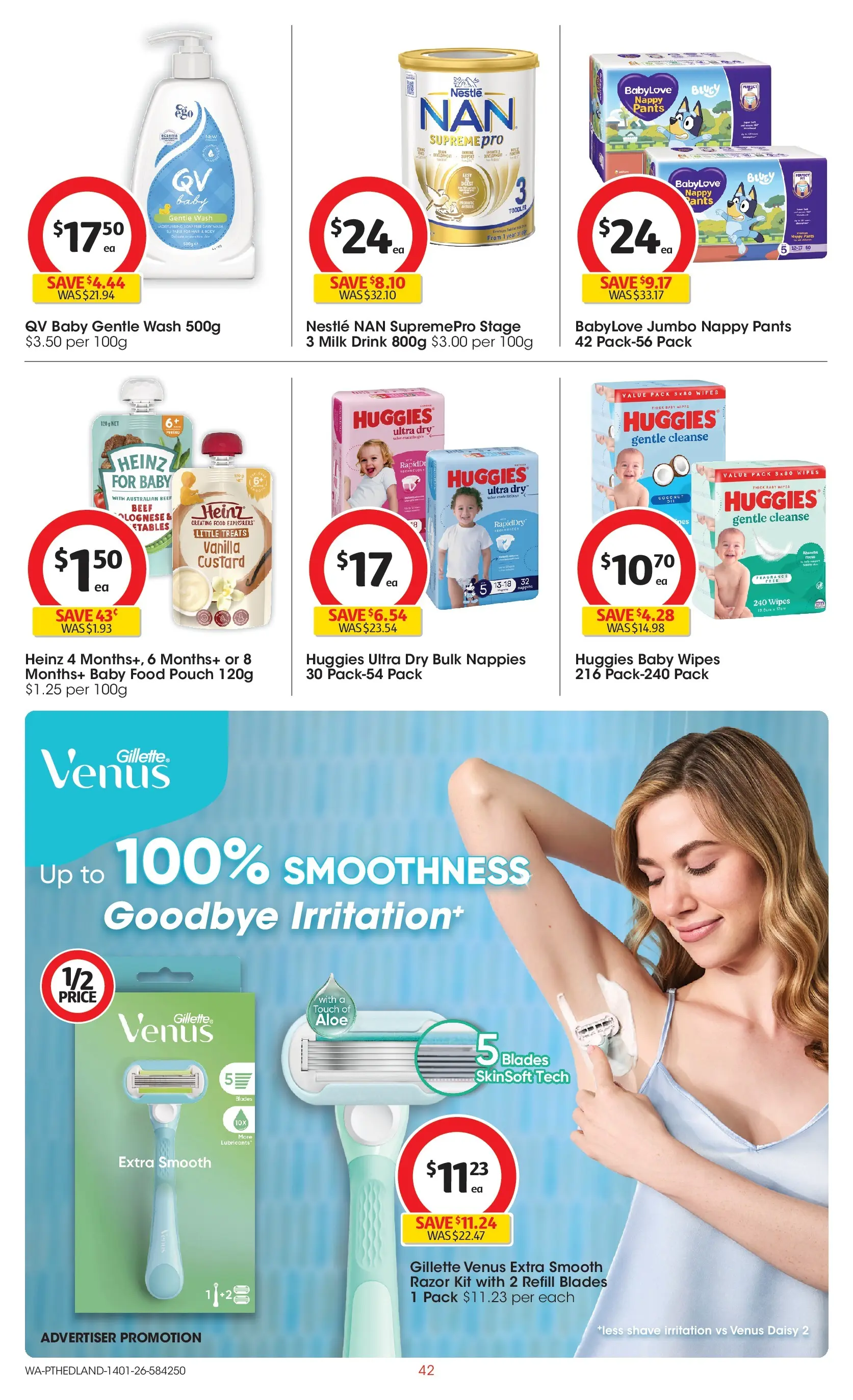 ﻿Coles catalogue valid from 14/01/2026 > Online Australia | Page: 42 | Products: Beef, Nappies, Razor, Baby food