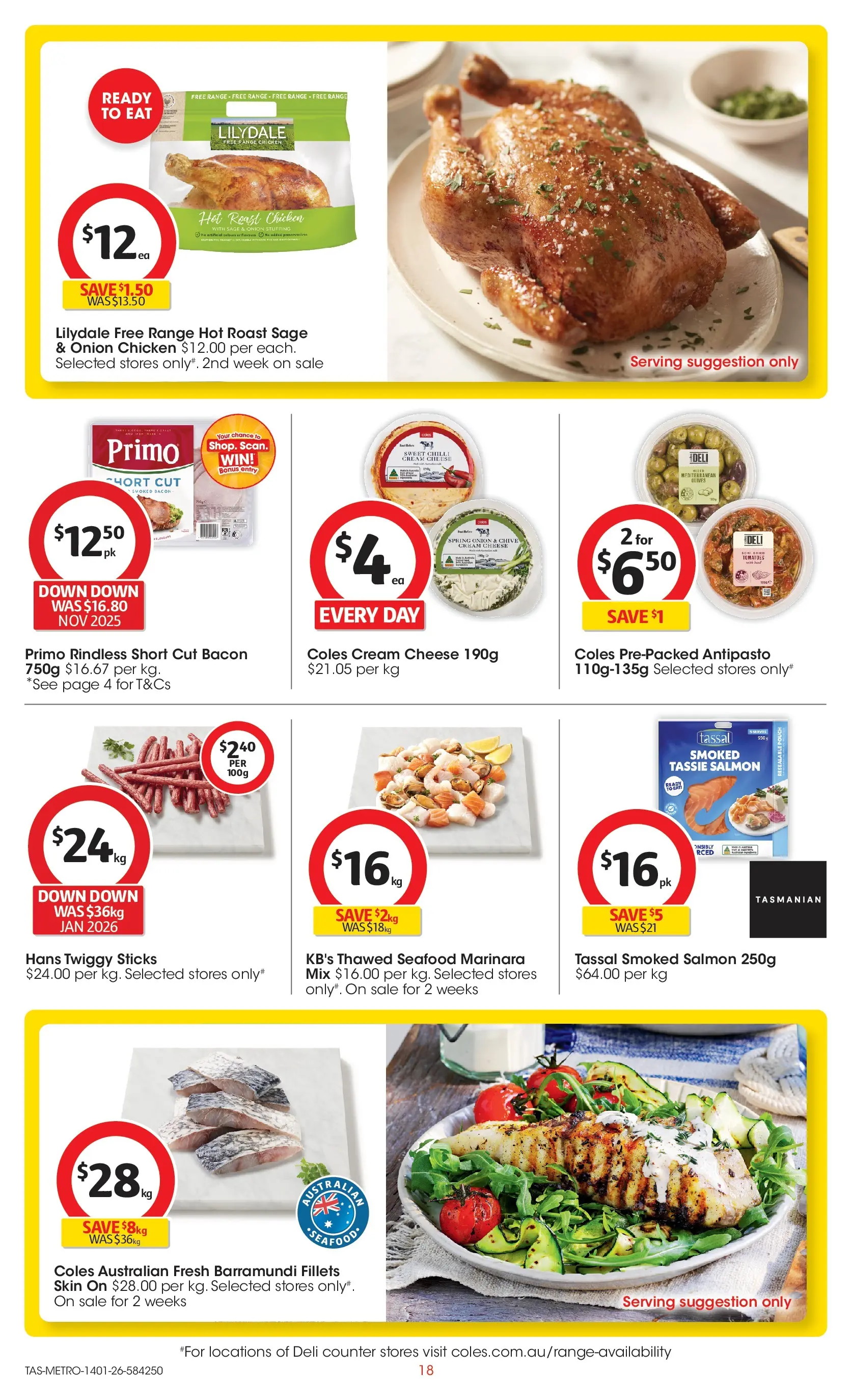 ﻿Coles catalogue valid from 14/01/2026 > Online Australia | Page: 18 | Products: Chicken, Cream, Salmon, Seafood