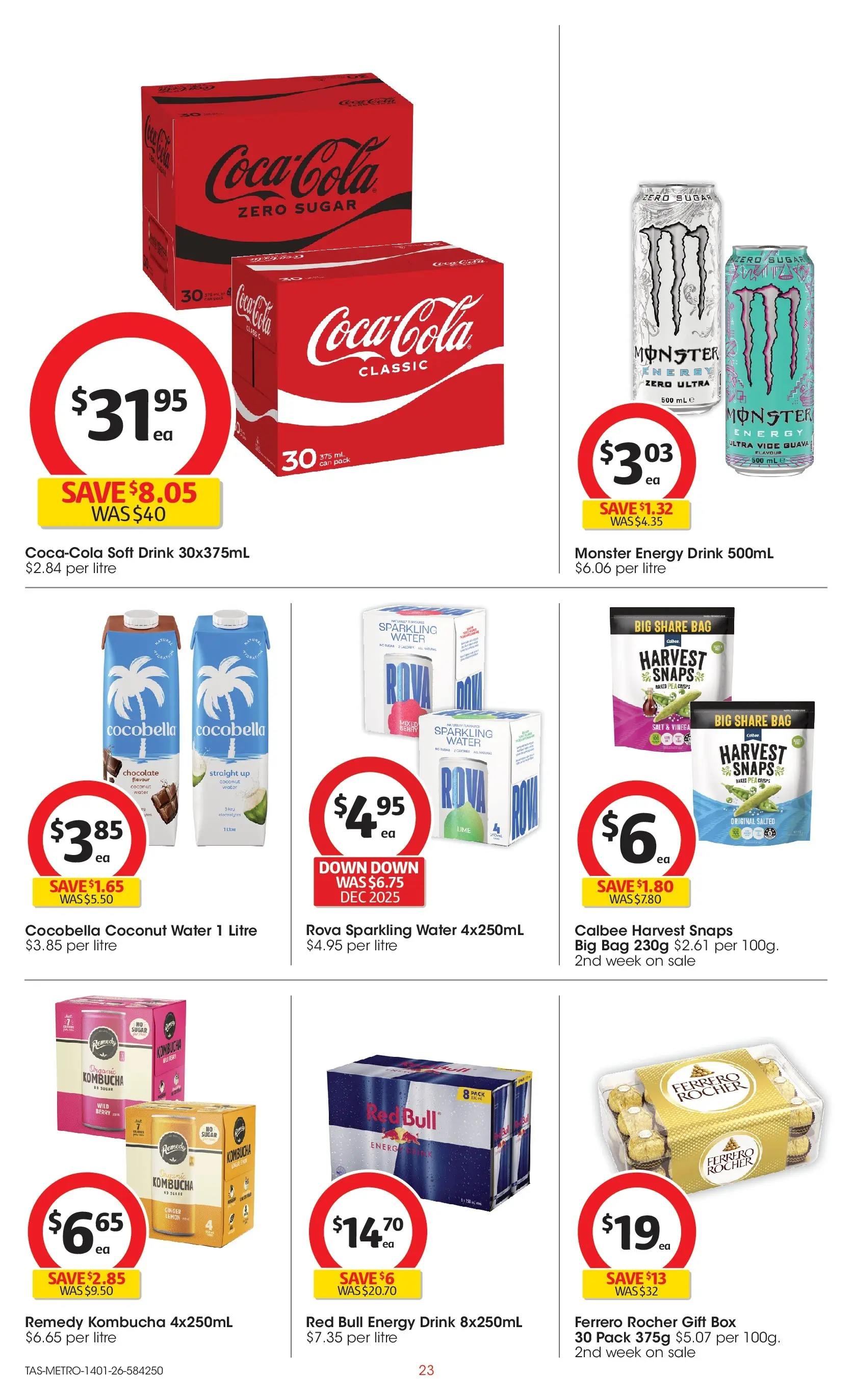 ﻿Coles catalogue valid from 14/01/2026 > Online Australia | Page: 23 | Products: Box, Energy drink, Sugar, Lemon