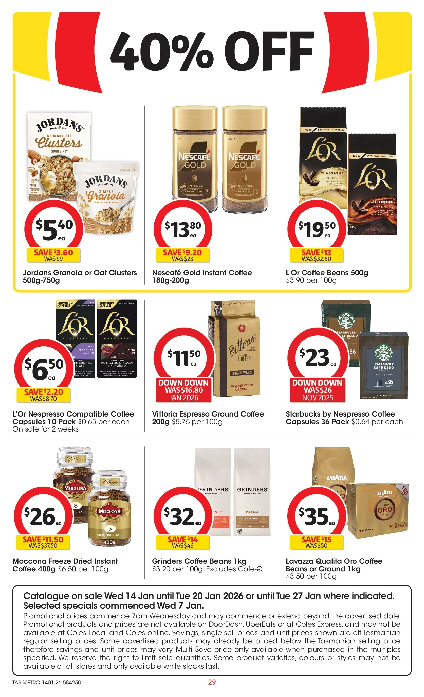 ﻿Coles catalogue valid from 14/01/2026 > Online Australia | Page: 29 | Products: Coffee, Nuts, Moccona, Nescafe
