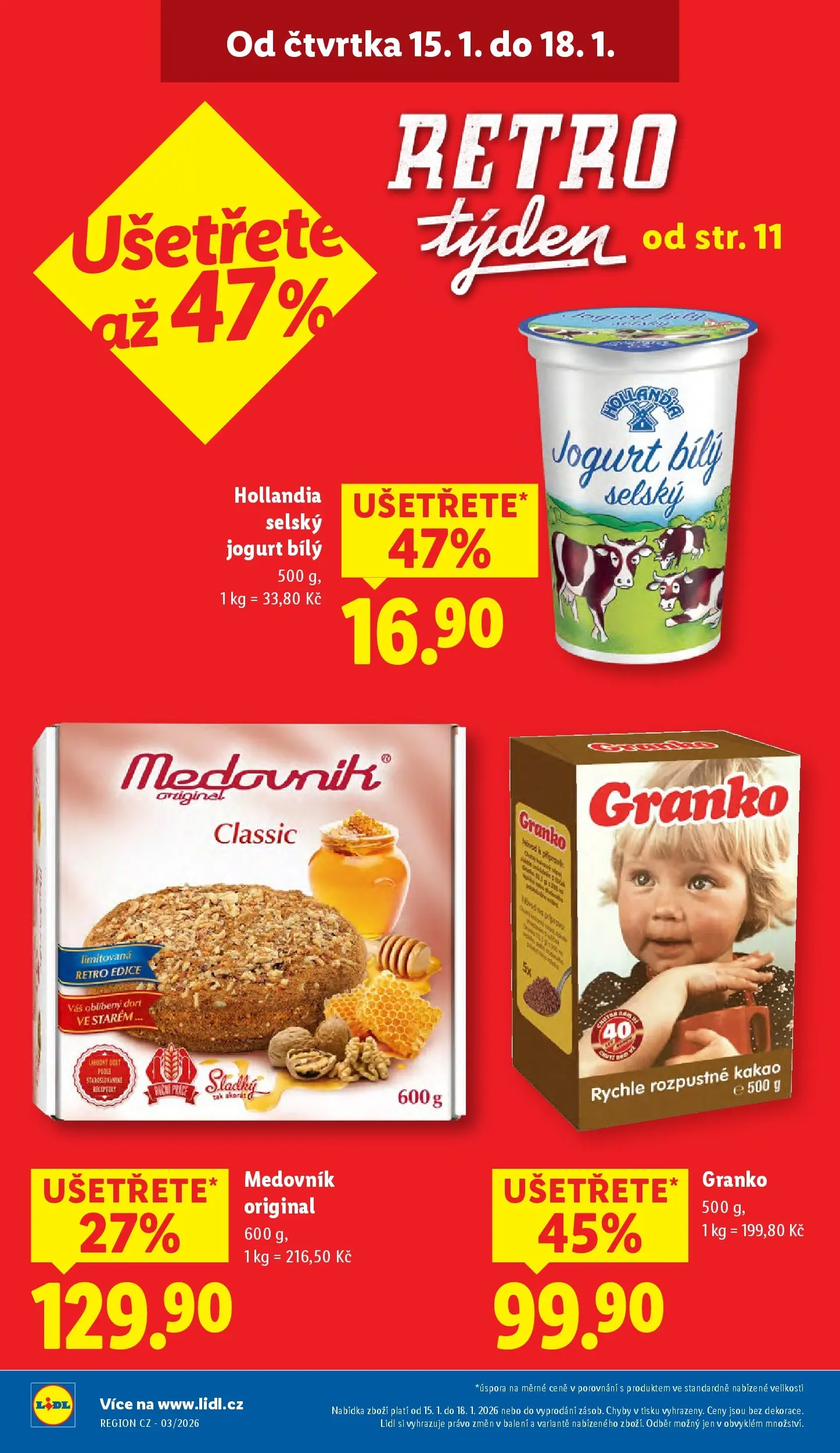 Lidl leták od 14.01.2026 - Nový akční leták | Strana: 2 | Produkty: Medovník, Granko, Hollandia, Dort